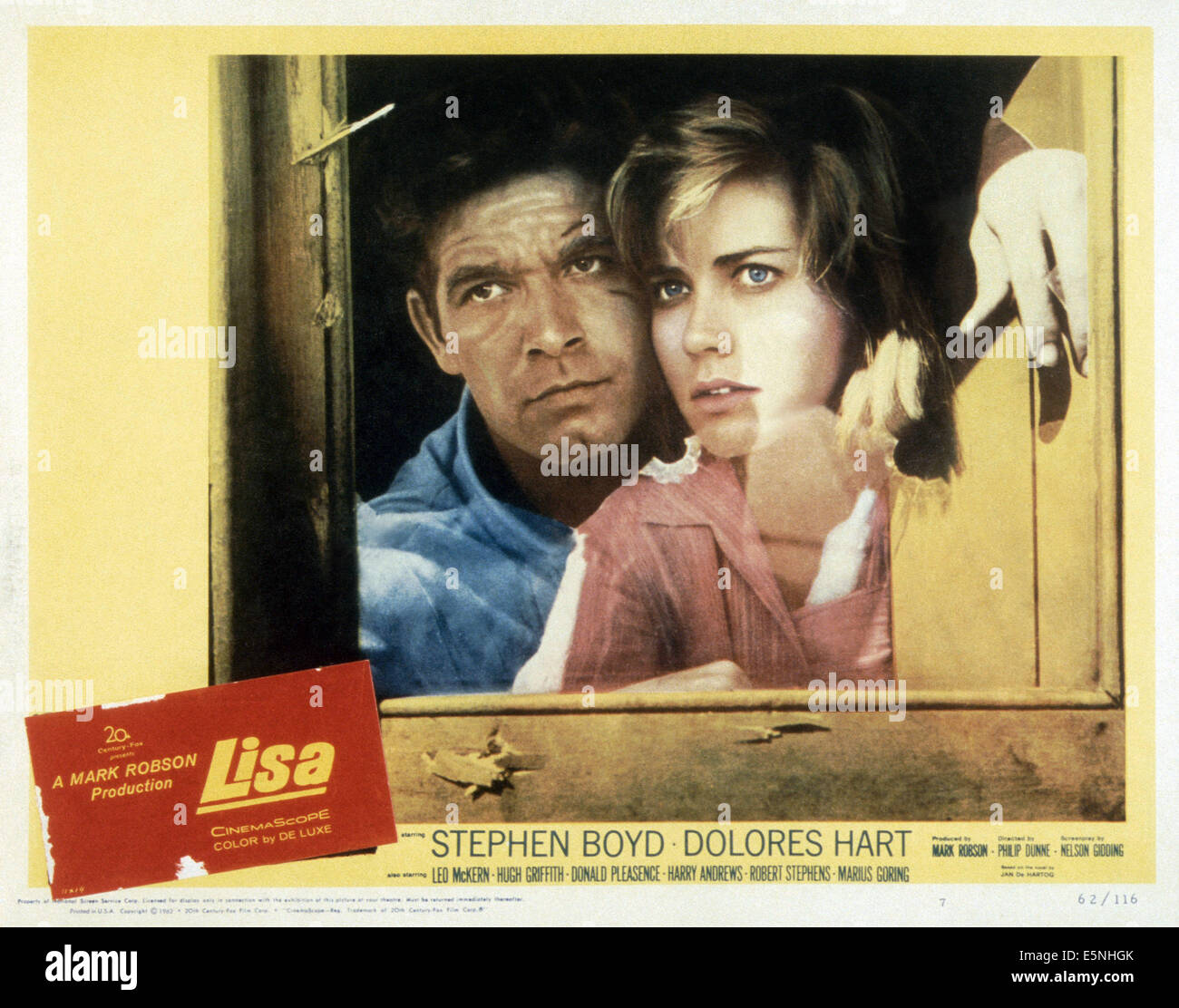 LISA, da sinistra: Stephen Boyd, Dolores Hart, 1962, TM & Copyright © XX Century Fox Film Corp./cortesia Everett Collection Foto Stock