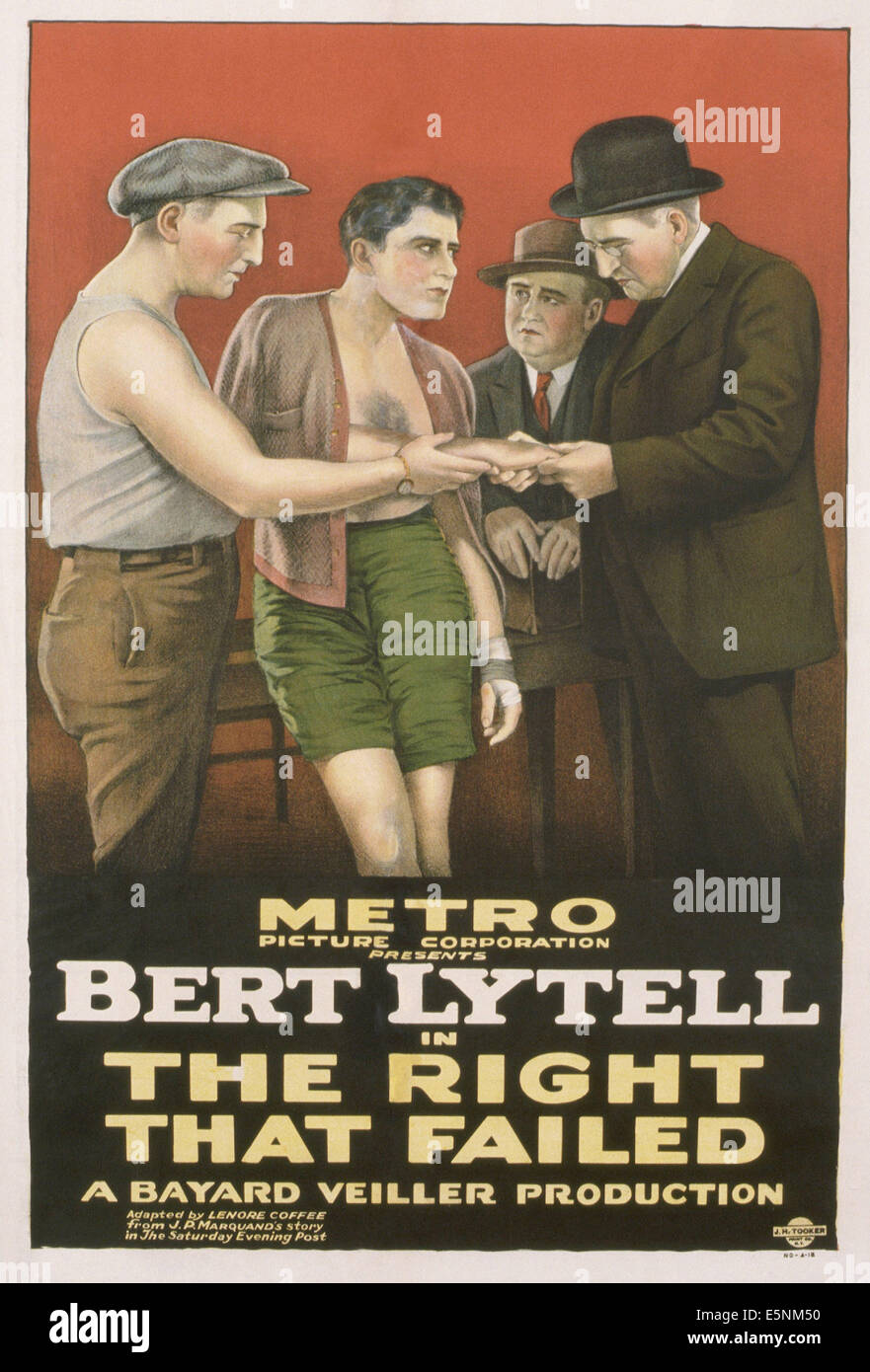 Il diritto che non riuscito, noi poster, Bert Lytell (secondo da sinistra), 1922 Foto Stock