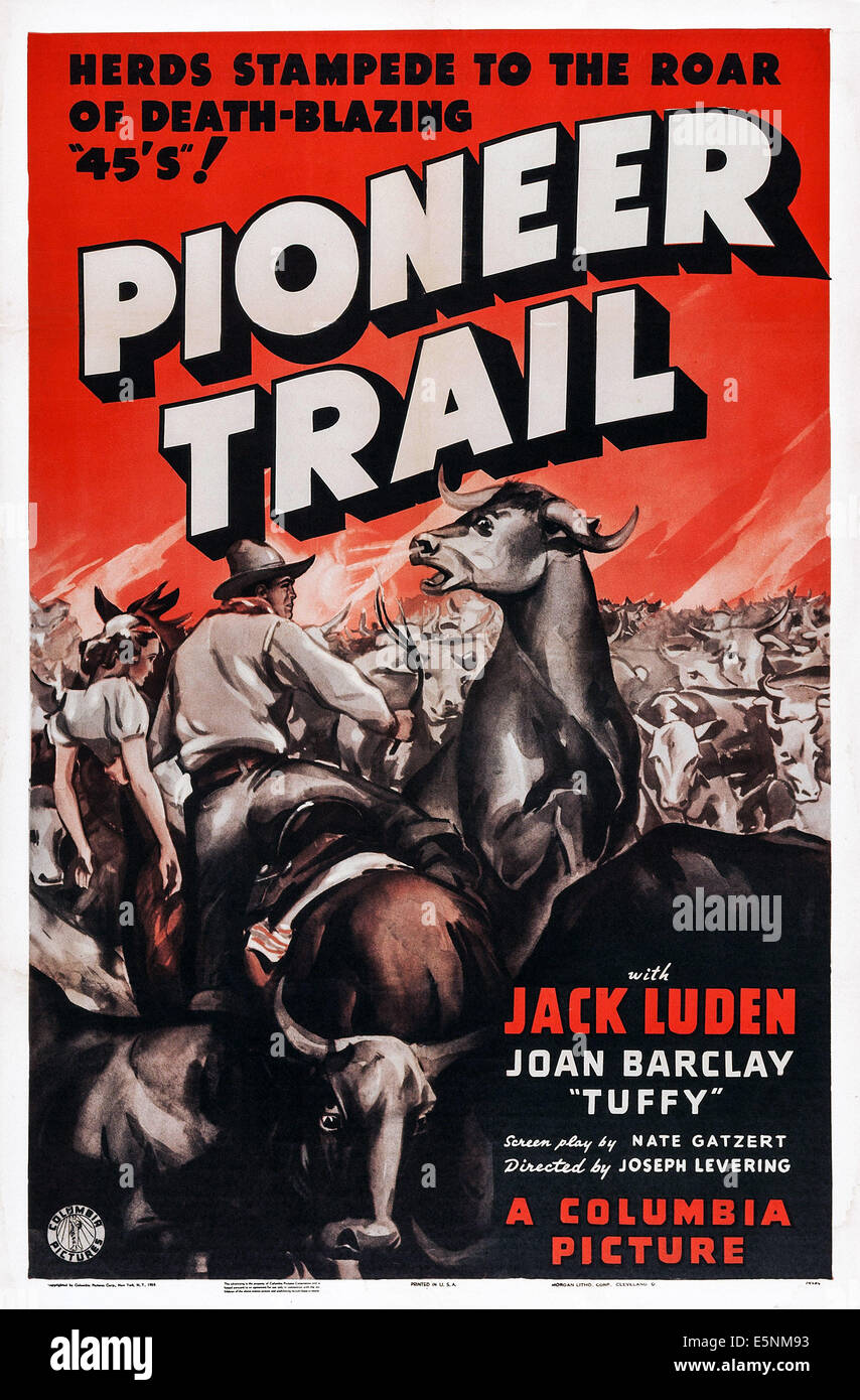 PIONEER TRAIL, noi poster, 1938 Foto Stock