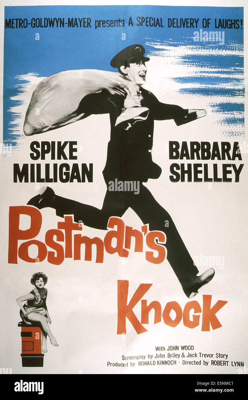 Portalettere KNOCK, noi poster, Spike Milligan (top), Barbara Shelley, 1962 Foto Stock