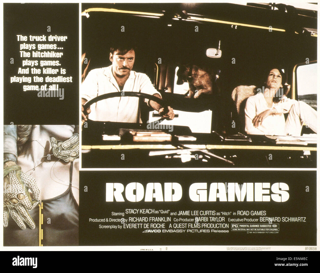 Giochi di Strada, noi poster, da sinistra: Stacy Keach, Jamie Lee Curtis, 1981 © Avco Embassy/cortesia Everett Collection Foto Stock