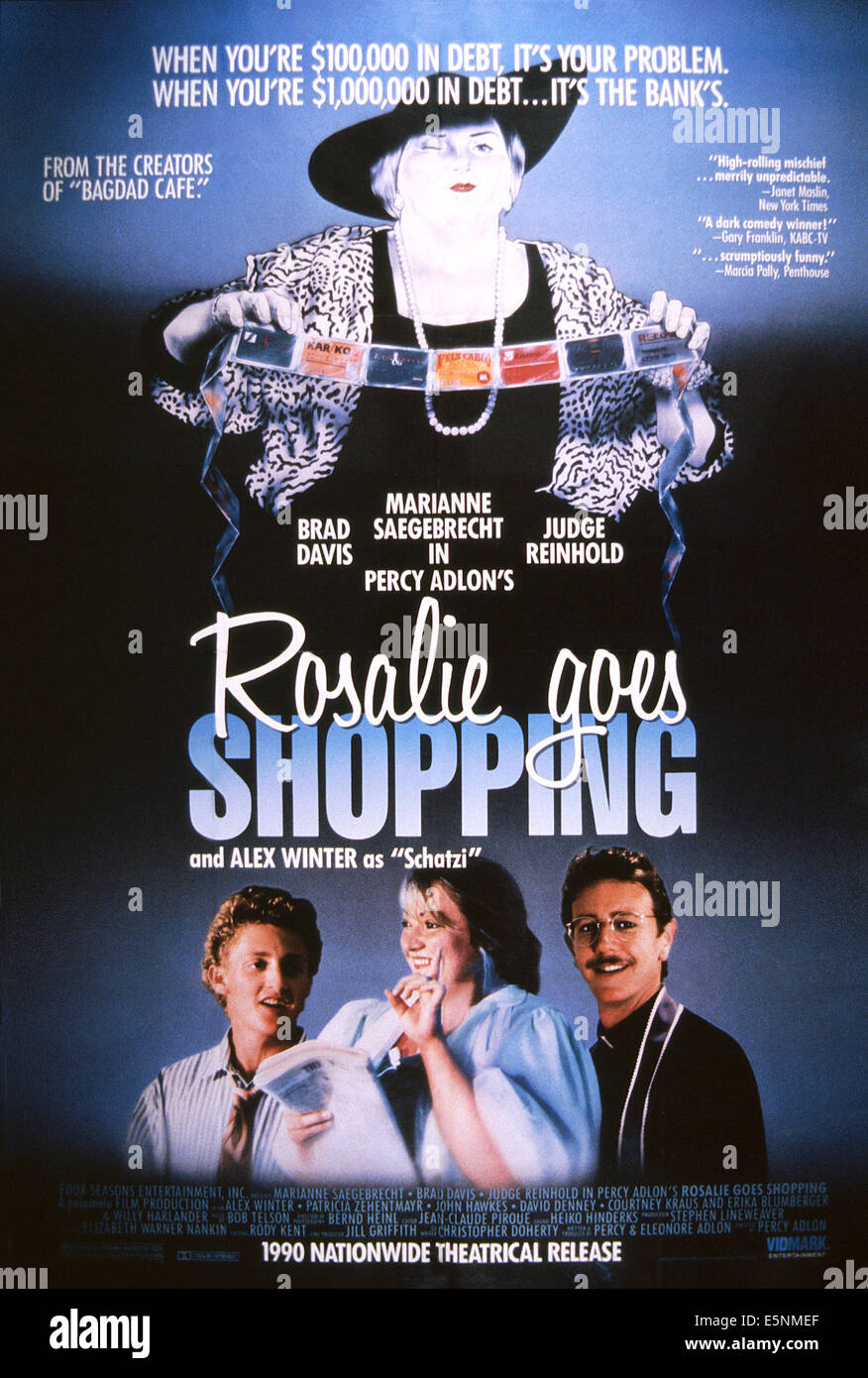 ROSALIE VA SHOPPING, noi poster, in basso da sinistra: Alex Winter, Marianne Sagebrecht, JUDGE REINHOLD, 1989 © Vidmark Foto Stock