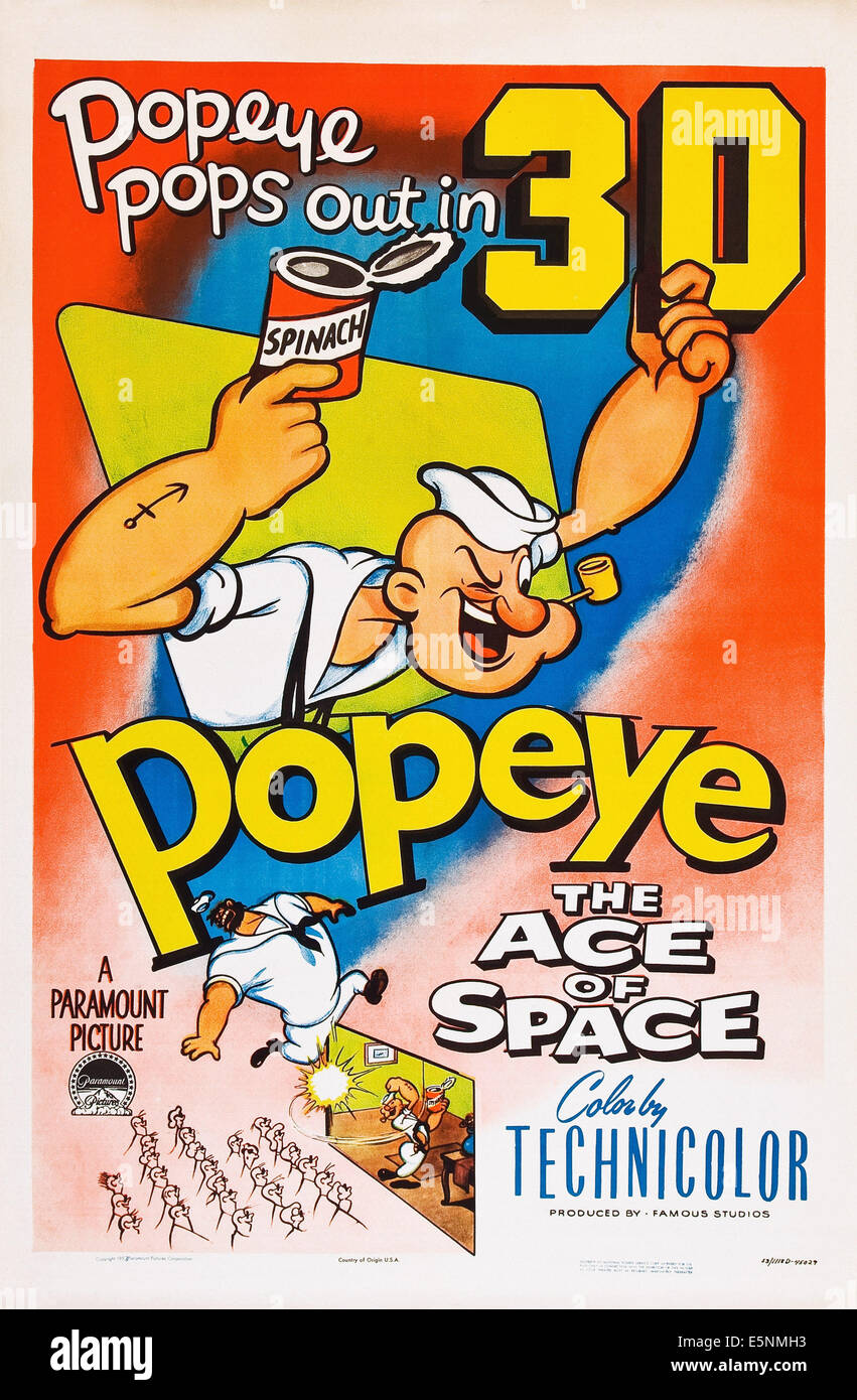 POPEYE asso di spazio, Popeye il marinaio uomo, Bluto, 1953 Foto Stock