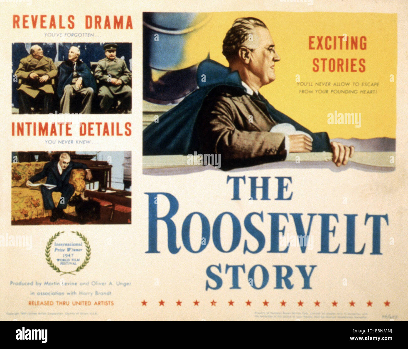La storia di Roosevelt, noi poster, Franklin D. Roosevelt (a destra), in alto da sinistra: Winston Churchill, Franklin D. Roosevelt, Josef Foto Stock