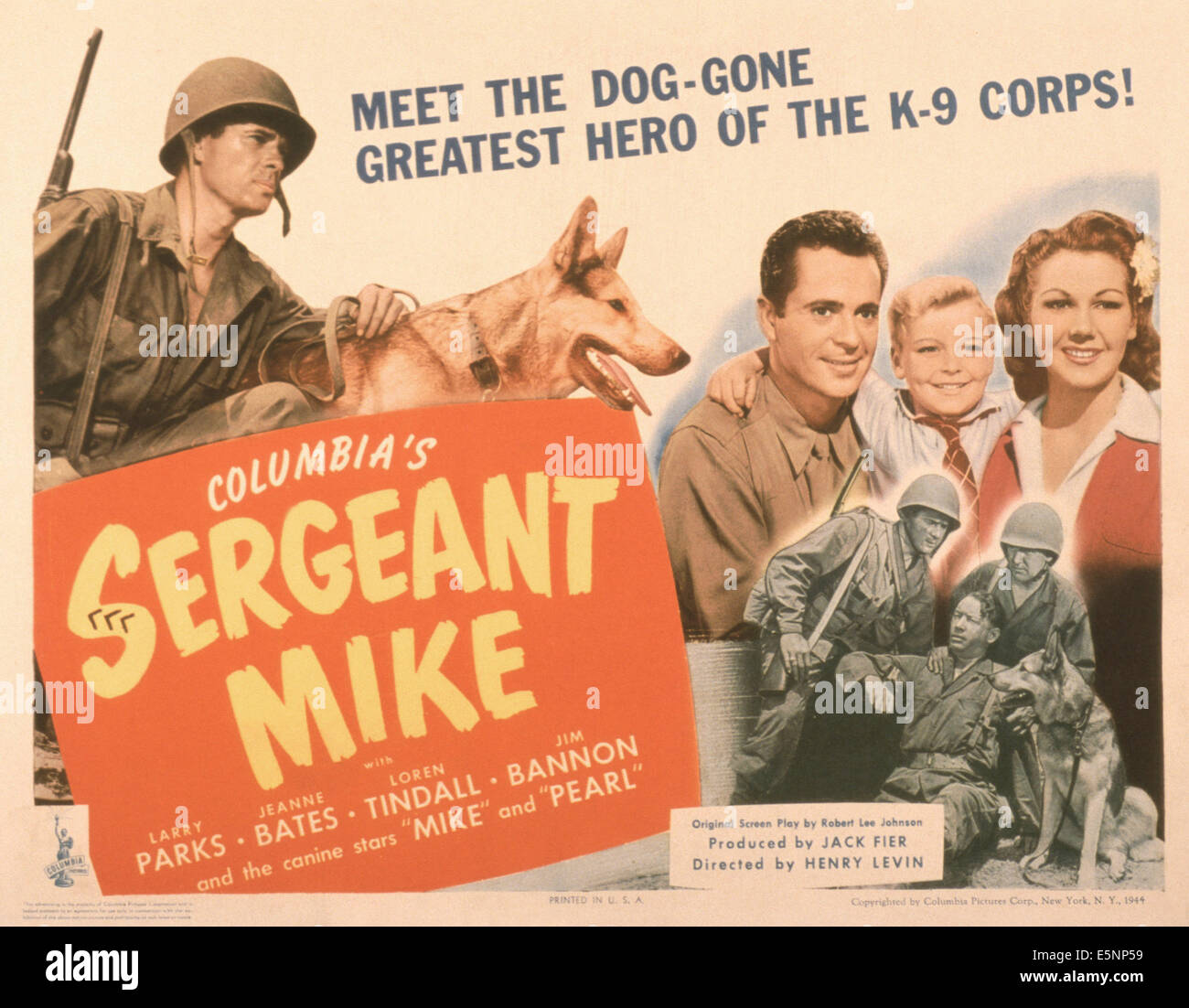 Il sergente MIKE, noi poster, Larry Parks (sinistra con il cane), in alto a destra da sinistra: Larry parchi, Larry Olsen, Jeanne Bates, 1944 Foto Stock