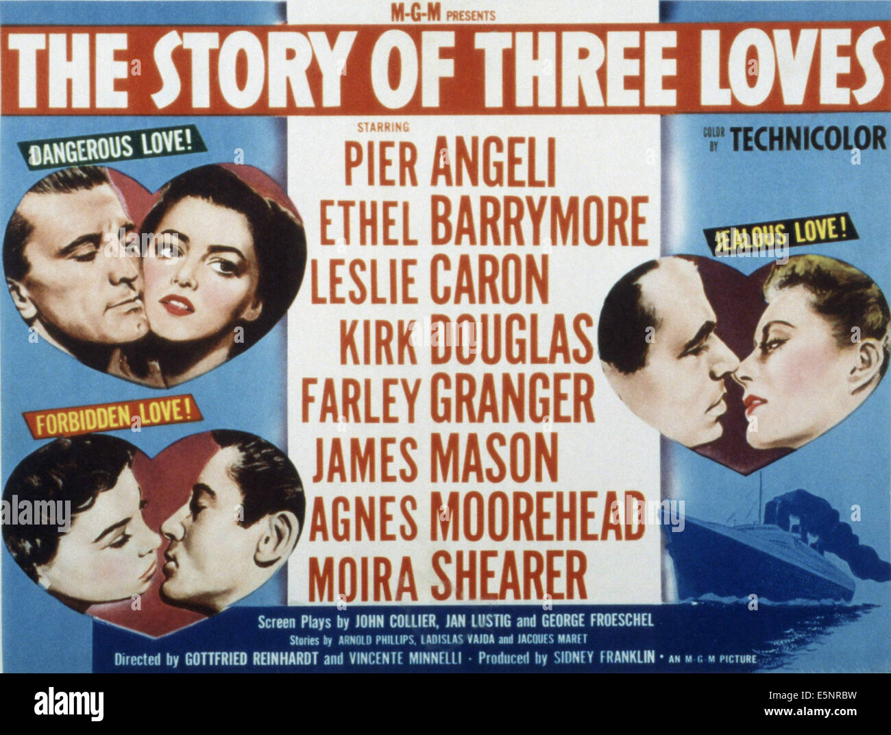 La storia di tre amori, Kirk Douglas, Pier Angeli, Farley Granger, Leslie Caron, James Mason, Moira Shearer, 1953 Foto Stock