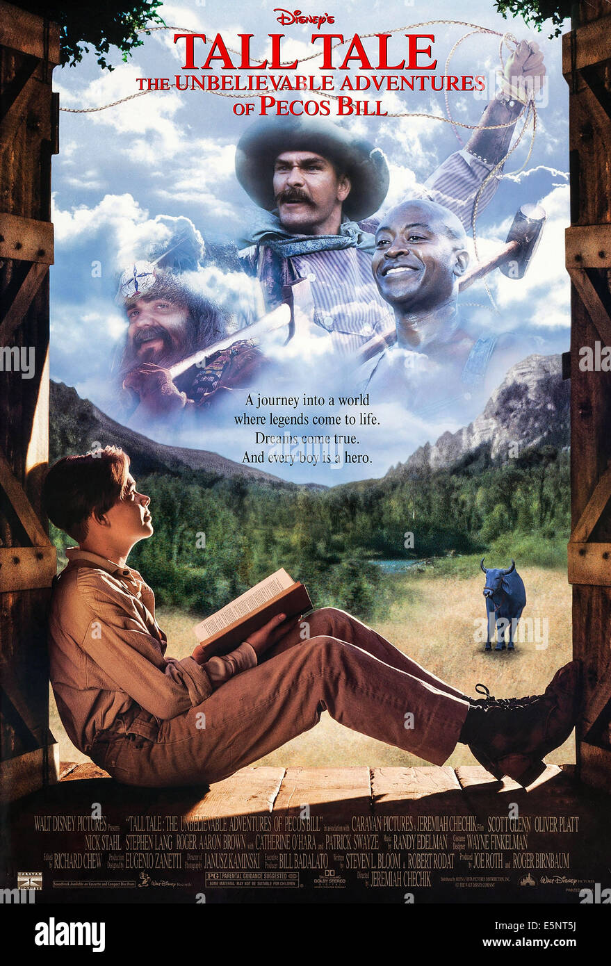 Racconto ALTO: le incredibili avventure di Pecos Bill, noi poster, parte superiore da sinistra: Oliver Platt, Patrick Swayze, Roger Aaron Foto Stock