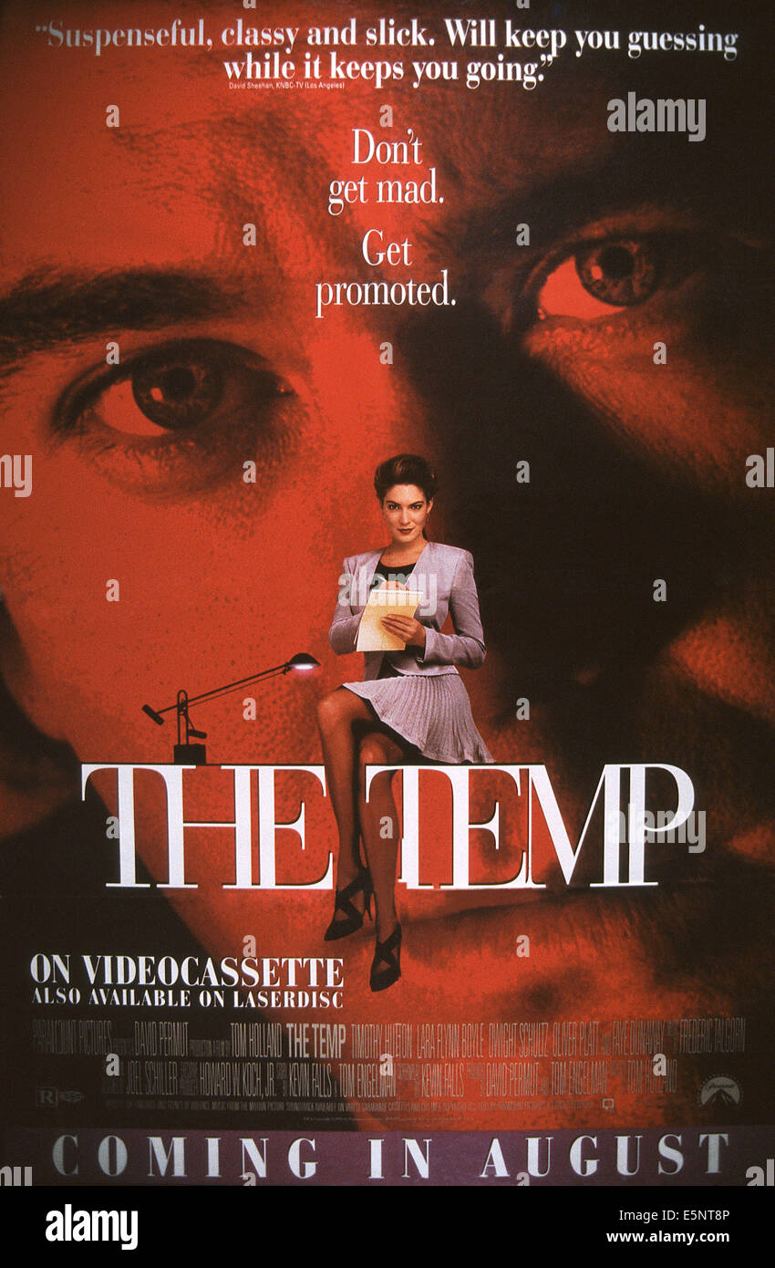 Il TEMP, noi poster, Lara Flynn Boyle, Timothy Hutton (posteriore), 1993 © Paramount/cortesia Everett Collection Foto Stock