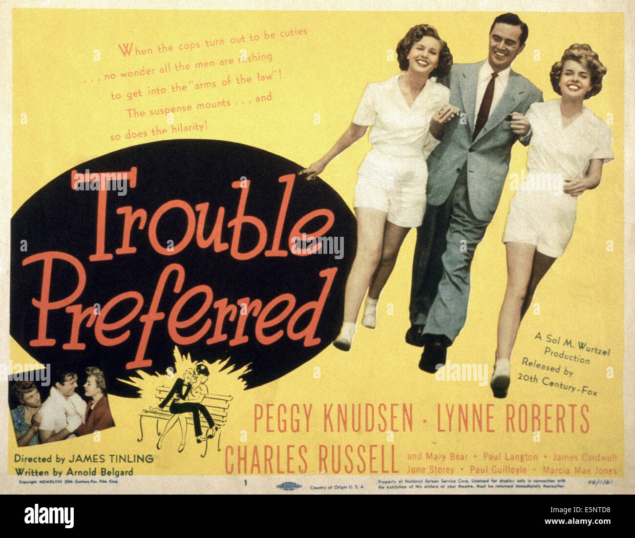 Problemi preferita, noi lobbycard, da sinistra: Lynne Roberts, Charles Russel, Peggy Knudsen, 1948 Foto Stock
