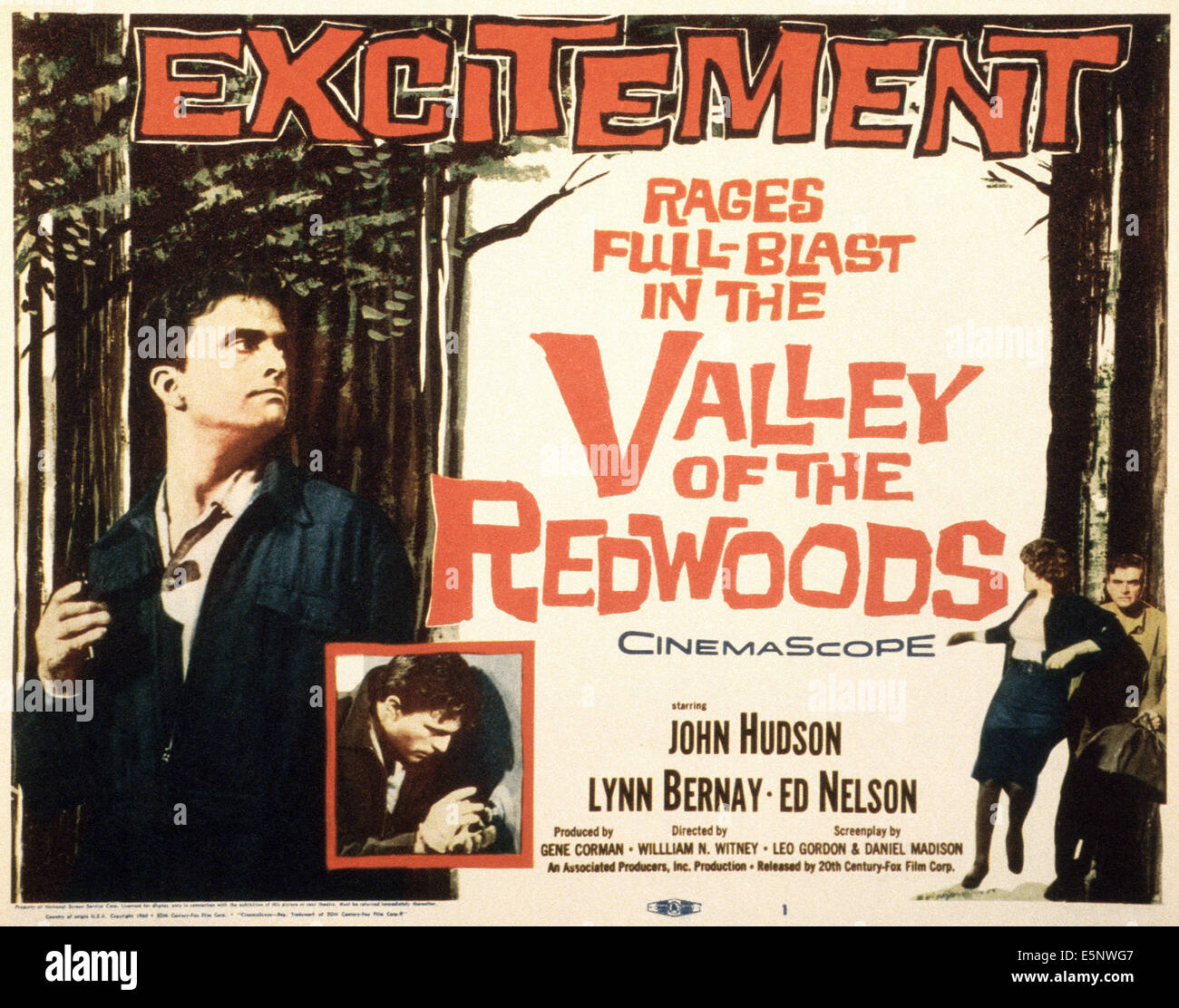 Valle dei Redwoods, noi poster, da sinistra: Ed Nelson (e in scatola), Lynette Bernay, John Hudson, 1960, TM & Copyright © xx Foto Stock