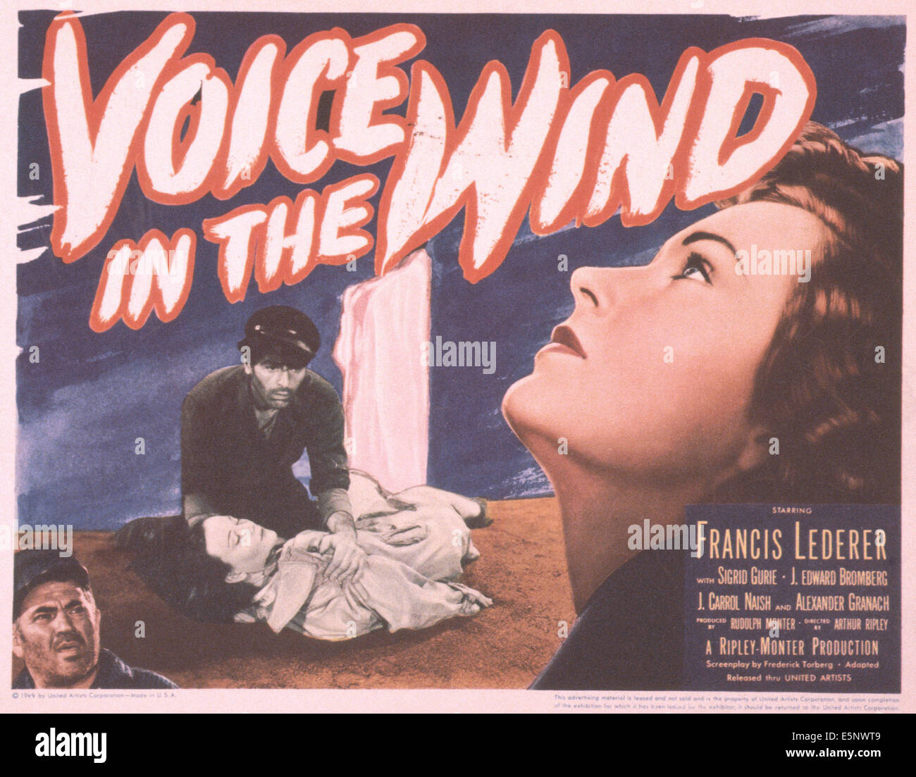 Voce nel vento, noi poster, da sinistra: Alexander Granach, Sigrid Gurie (sul terreno), Francesco Lederer, Sigrid Gurie, 1944 Foto Stock