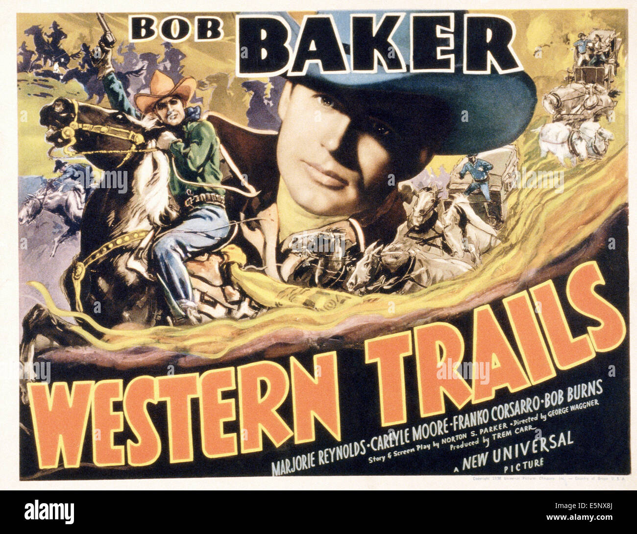 WESTERN sentieri, noi poster, Bob Baker, 1938 Foto Stock