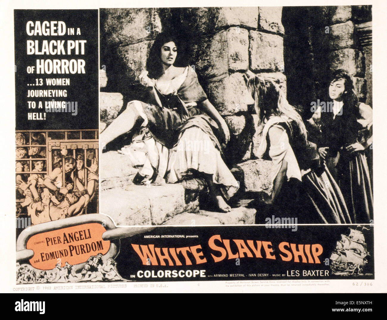 Bianco nave SLAVE, (aka L'ammutinamento), US lobbycard, Pier Angeli (sinistra), 1961 Foto Stock