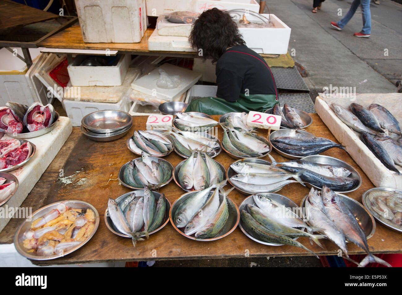 Hong Kong outdoor street mercato del pesce Foto Stock