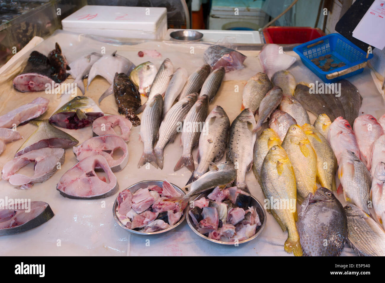 Hong Kong outdoor street mercato del pesce Foto Stock