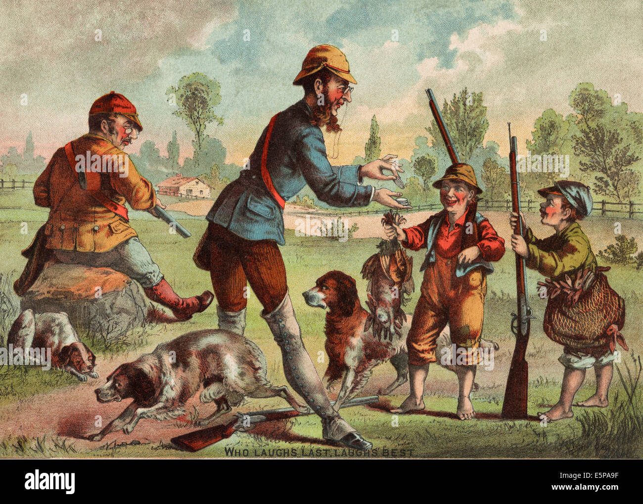 Chi ride ultimo: ride migliori. Cacciatori, circa 1883 Foto Stock