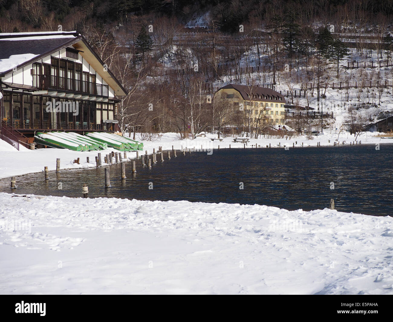 Inverno al Lago Yuno, Nikko, Tochigi, Giappone Foto Stock