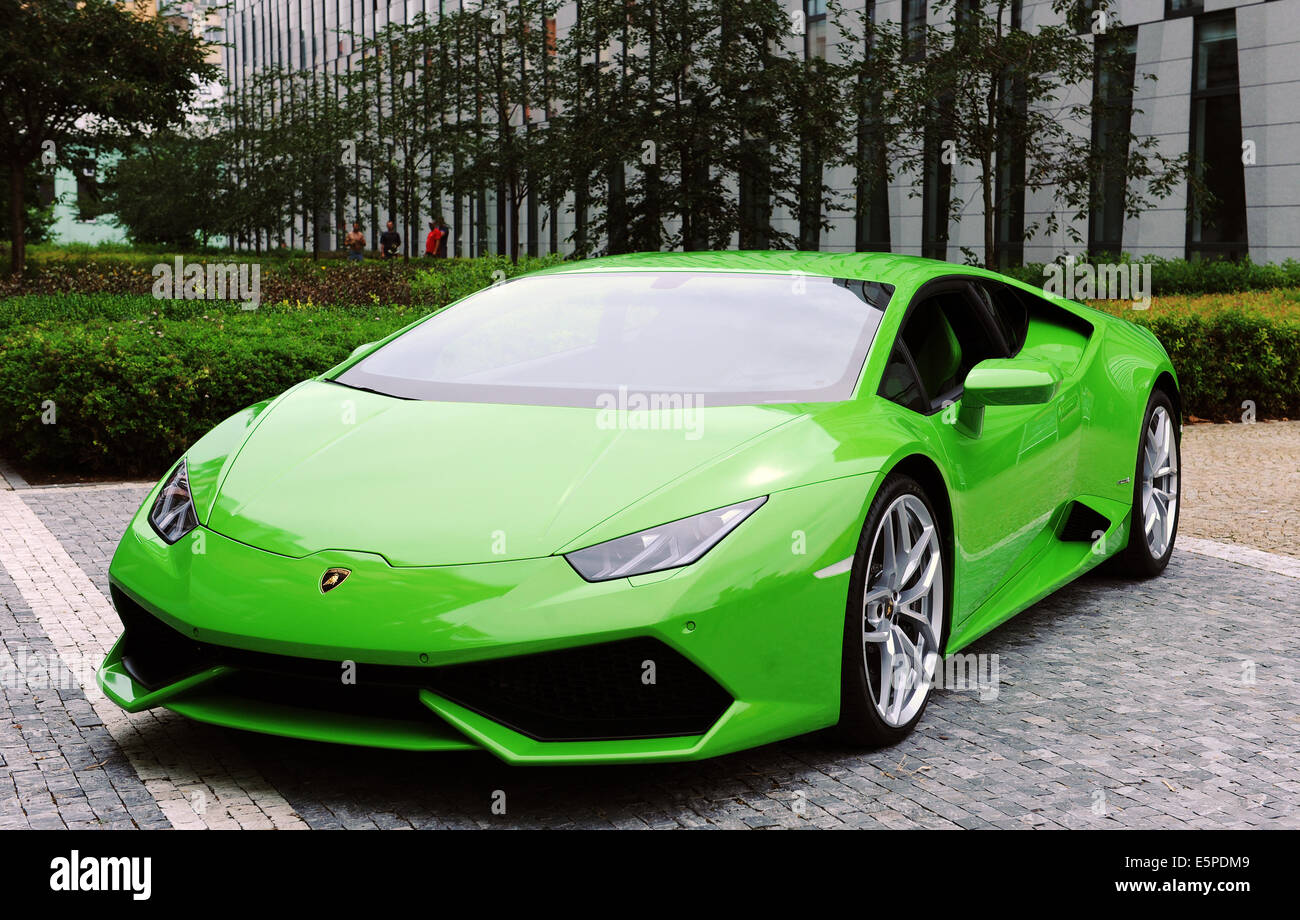 Presentazione della nuova vettura Lamborghini Huracan a Praga Repubblica Ceca, 4 agosto 2014. (CTK foto/Veronika Simkova) Foto Stock