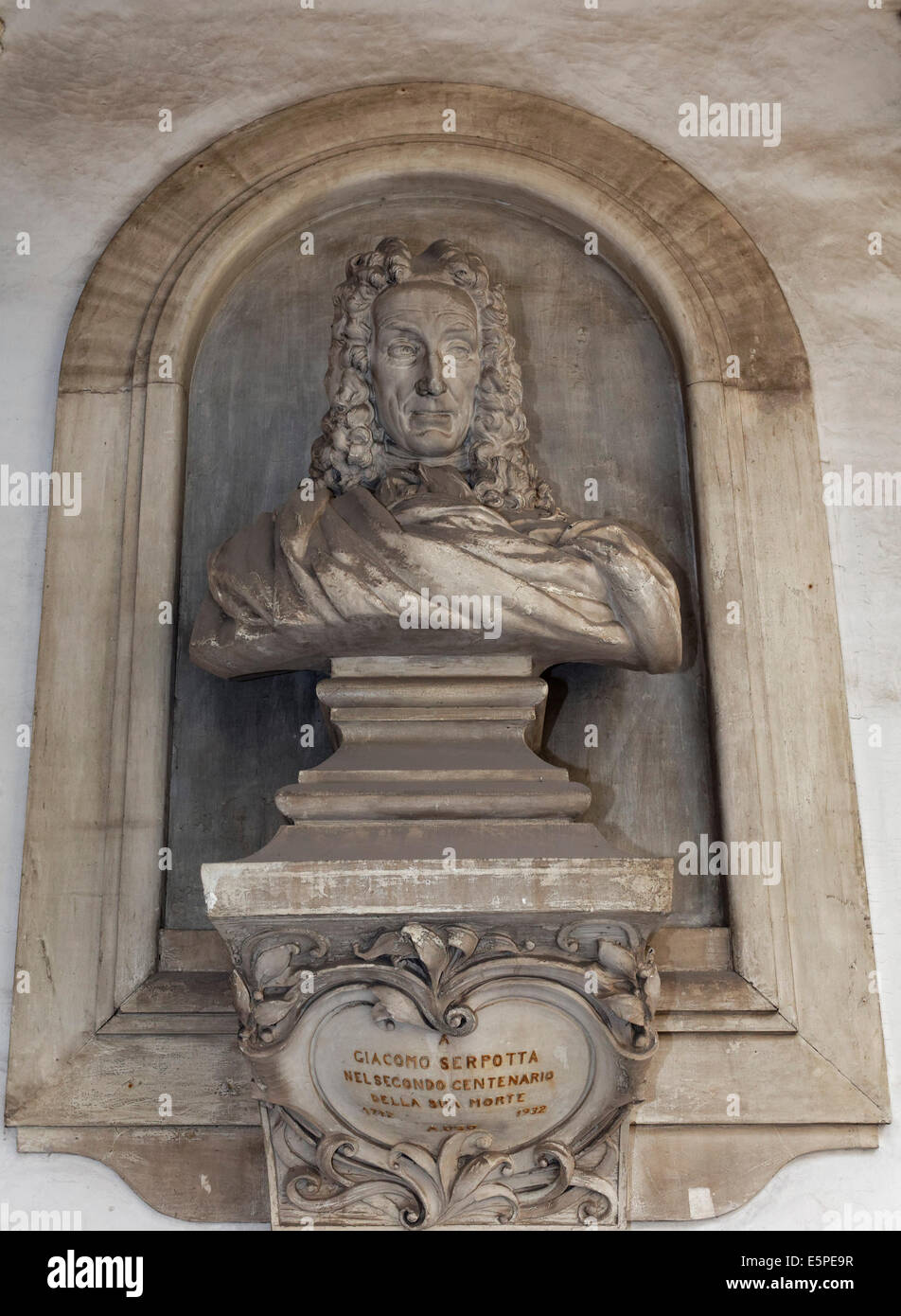 Busto di Giacomo Serpotta, scultore, Oratorio del Rosario di Santa Cita, Palermo, Sicilia, Italia Foto Stock