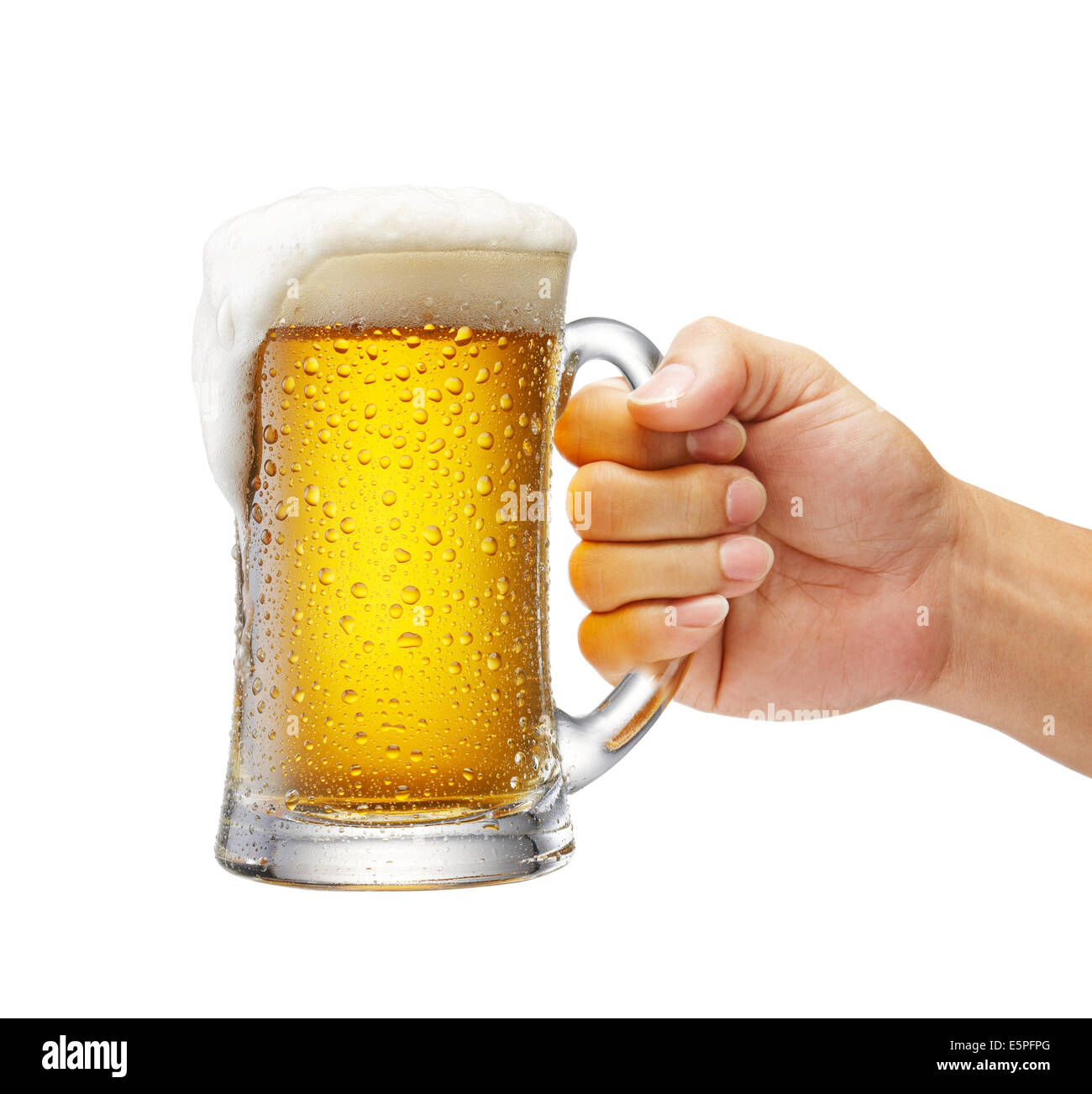 Boccale di birra oltre il flusso, studio shot Foto Stock