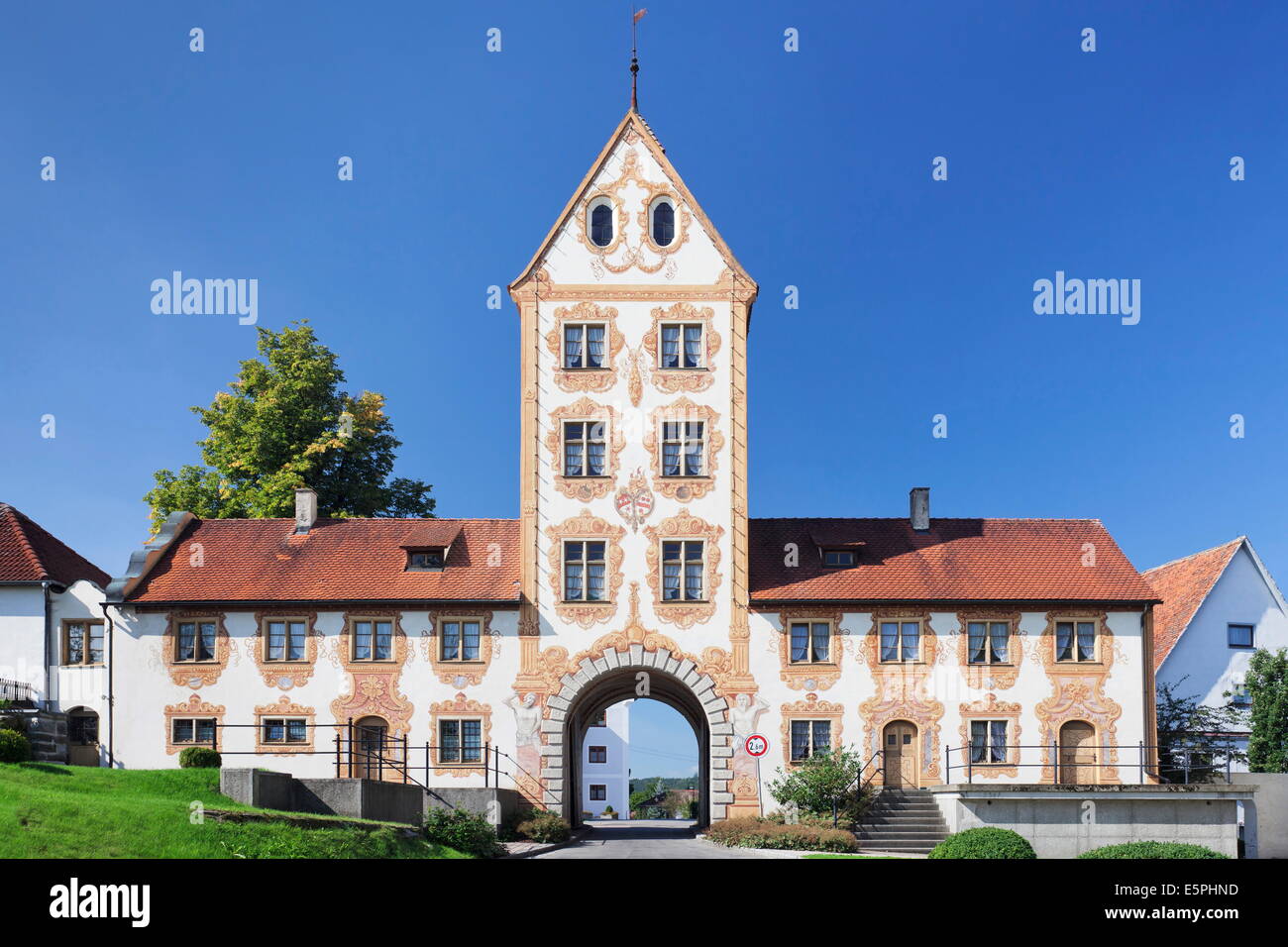 Oberes Tor Gate, Rot an der Rot, Alta Svevia, Baden Wurttemberg, Germania, Europa Foto Stock