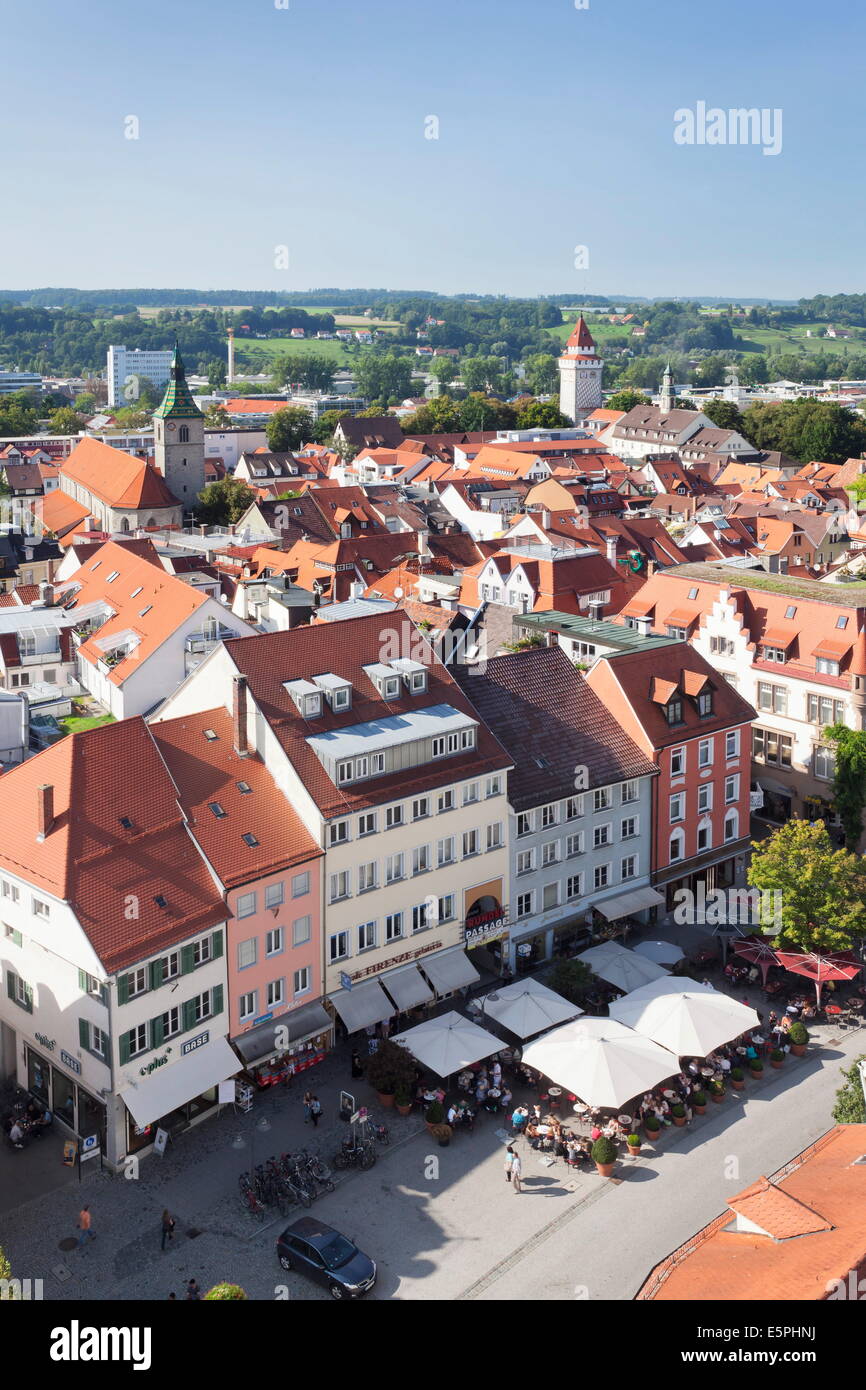 Vista dalla Torre Blaserturm, città vecchia, Ravensburg, Alta Svevia, Baden Wurttemberg, Germania, Europa Foto Stock