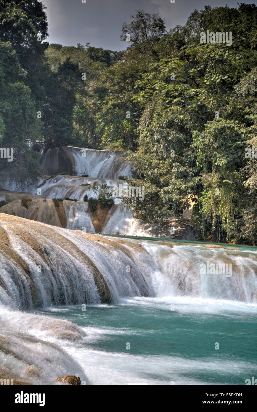 Rio Tulija, Agua Azul, Parco Nazionale, nei pressi di Palenque, Chiapas, Messico, America del Nord Foto Stock