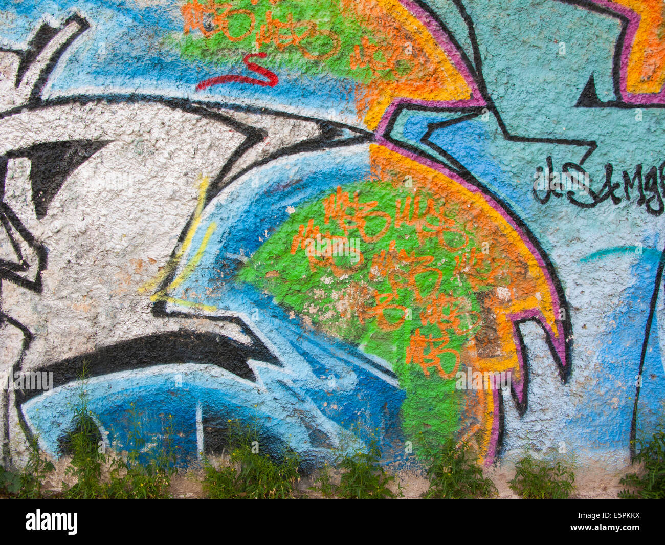 Grafiti spettacolare sulla parete. Può essere utilizzato come concetto di immagine o di sfondo Foto Stock