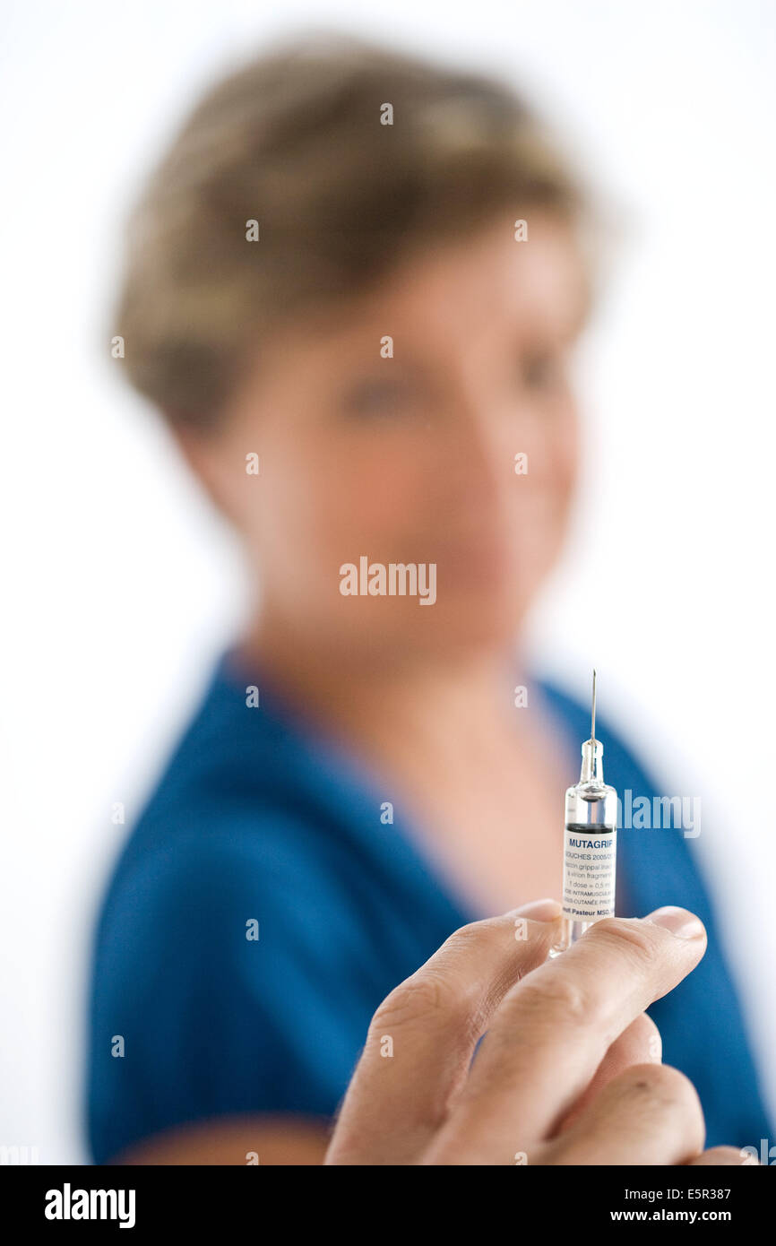 Vaccino contro l'influenza. Foto Stock