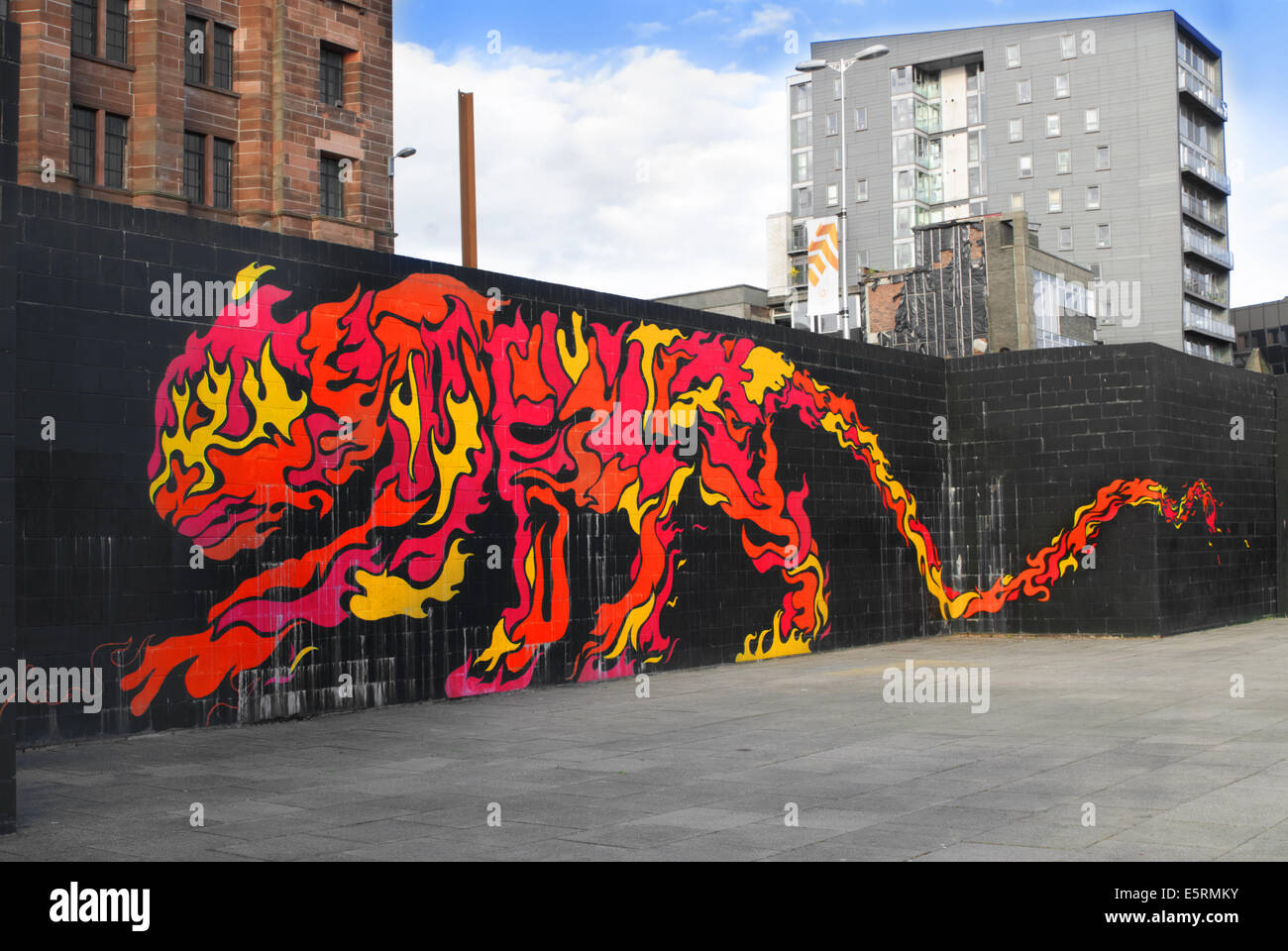 Il Clyde Tiger è un impressionante murale per promuovere l'anno cinese della tigre. Essa è stata creata dalla McFaul Studio e per Foto Stock