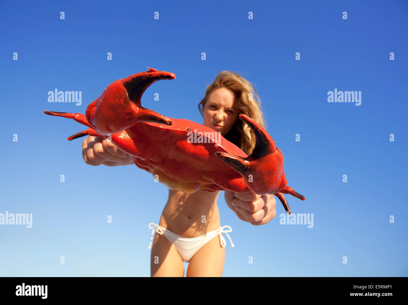 Donna sulla spiaggia in bikini a Key West, Florida, Stati Uniti d'America Foto Stock