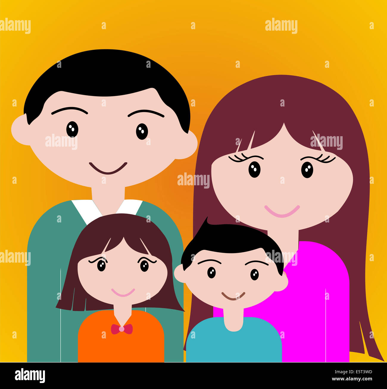 Quattro Stati di happy Family Portrait insieme. Foto Stock