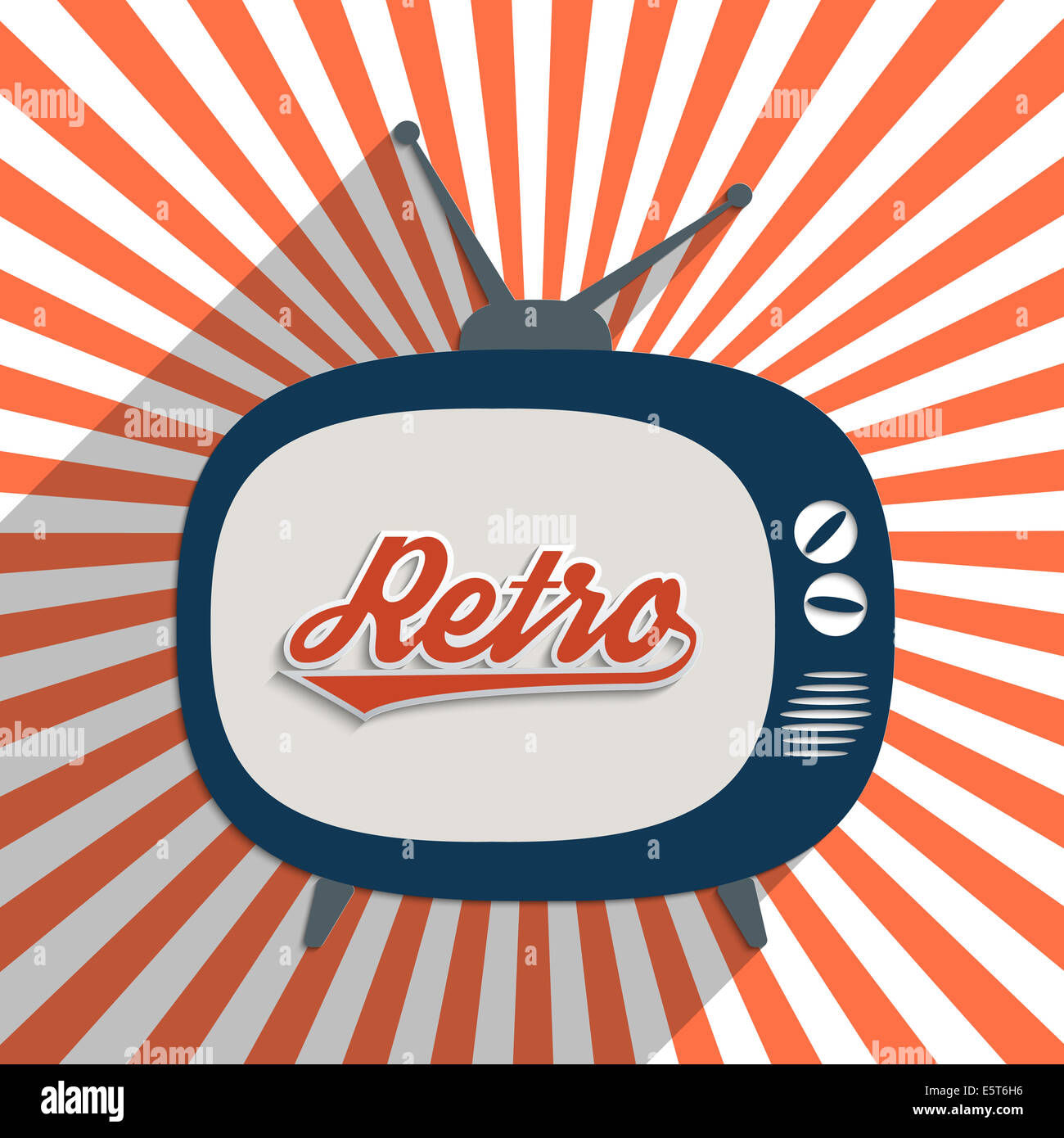 Sfondo Vintage con la parola "Retrò". Design piatto illustrazione. Foto Stock