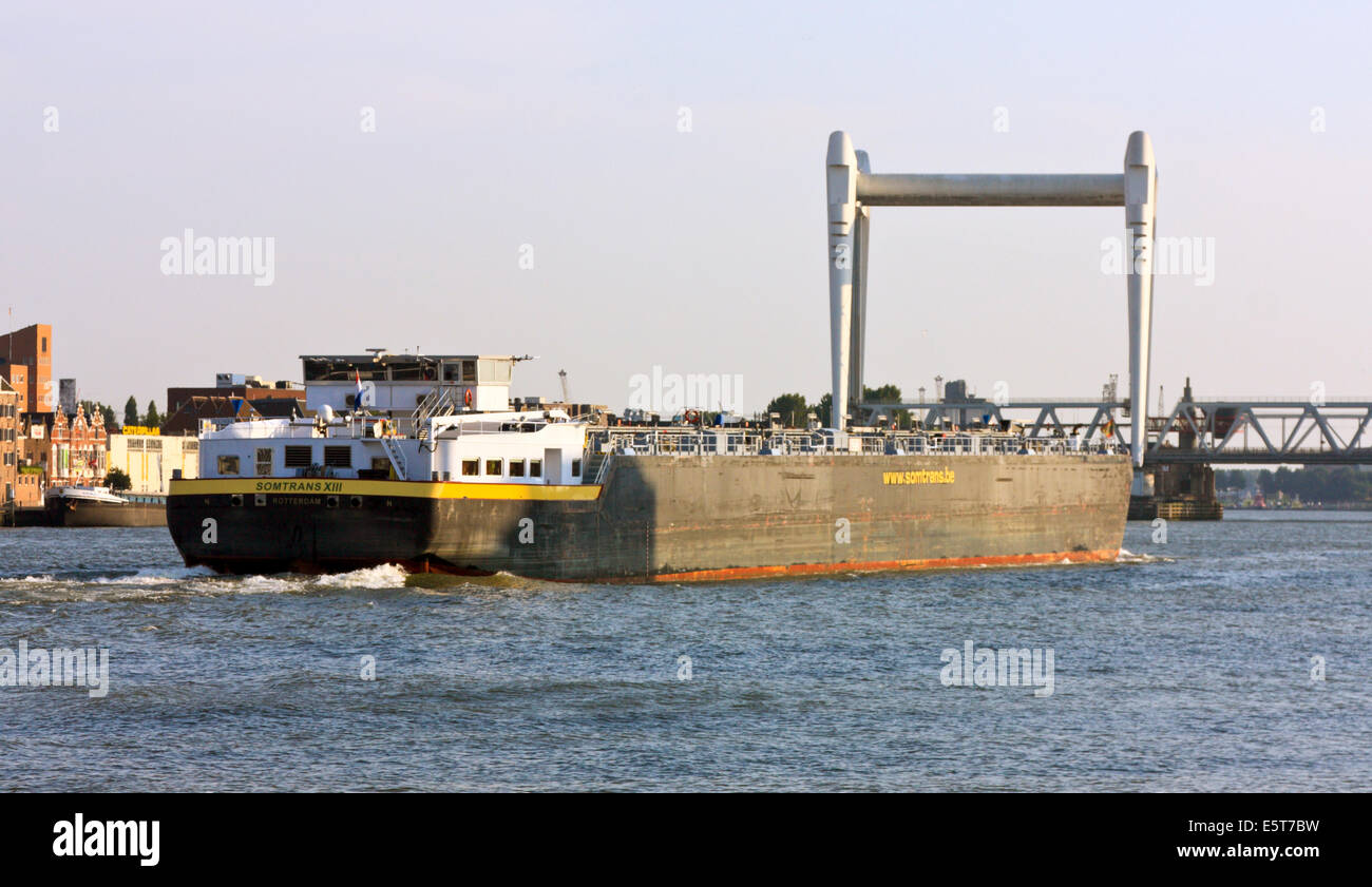 Ponte ferroviario attraverso fiume Oude Maas, Dordrecht, Paesi Bassi Foto Stock