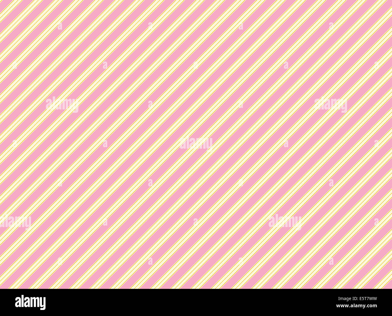 Parte di una serie. Diagonal swatch striped tessuto carta da parati in rosa e oro e ecru che corrisponde Valentine confini. Foto Stock