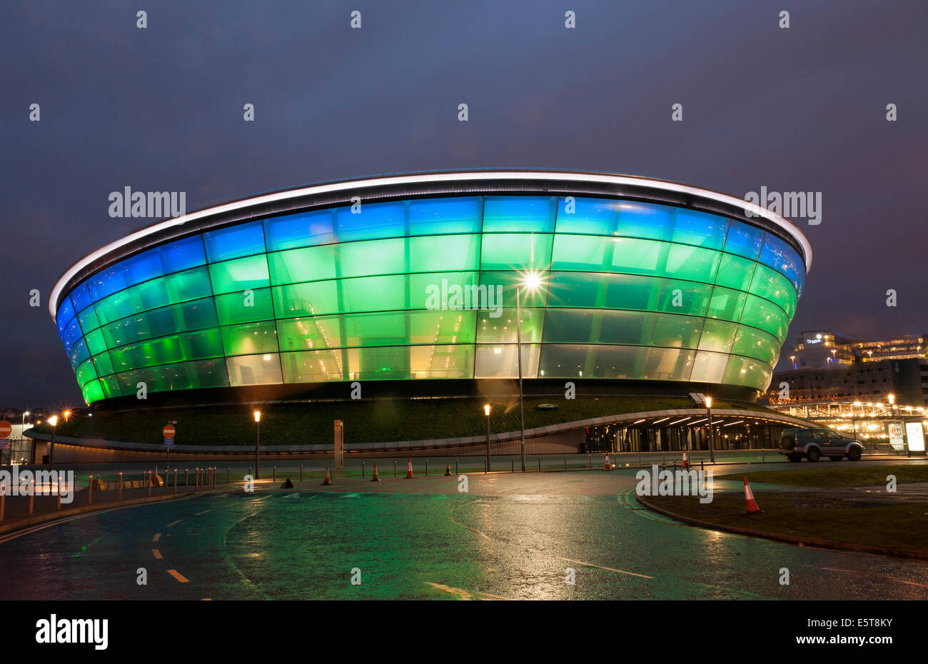 Glasgow idro su una notte ad umido Foto Stock