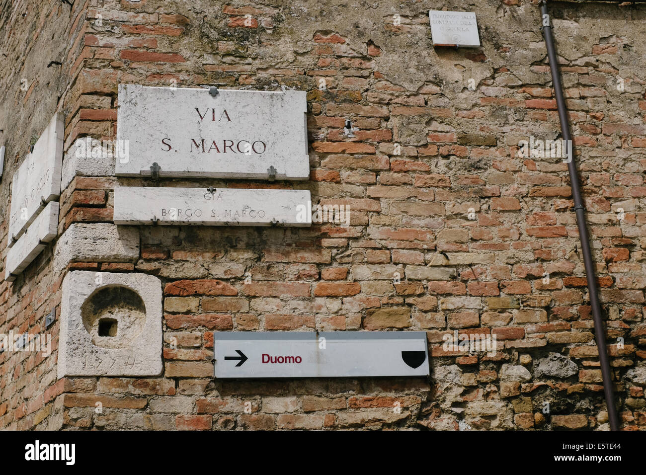 Il nome di una via per Via San Marco Foto Stock