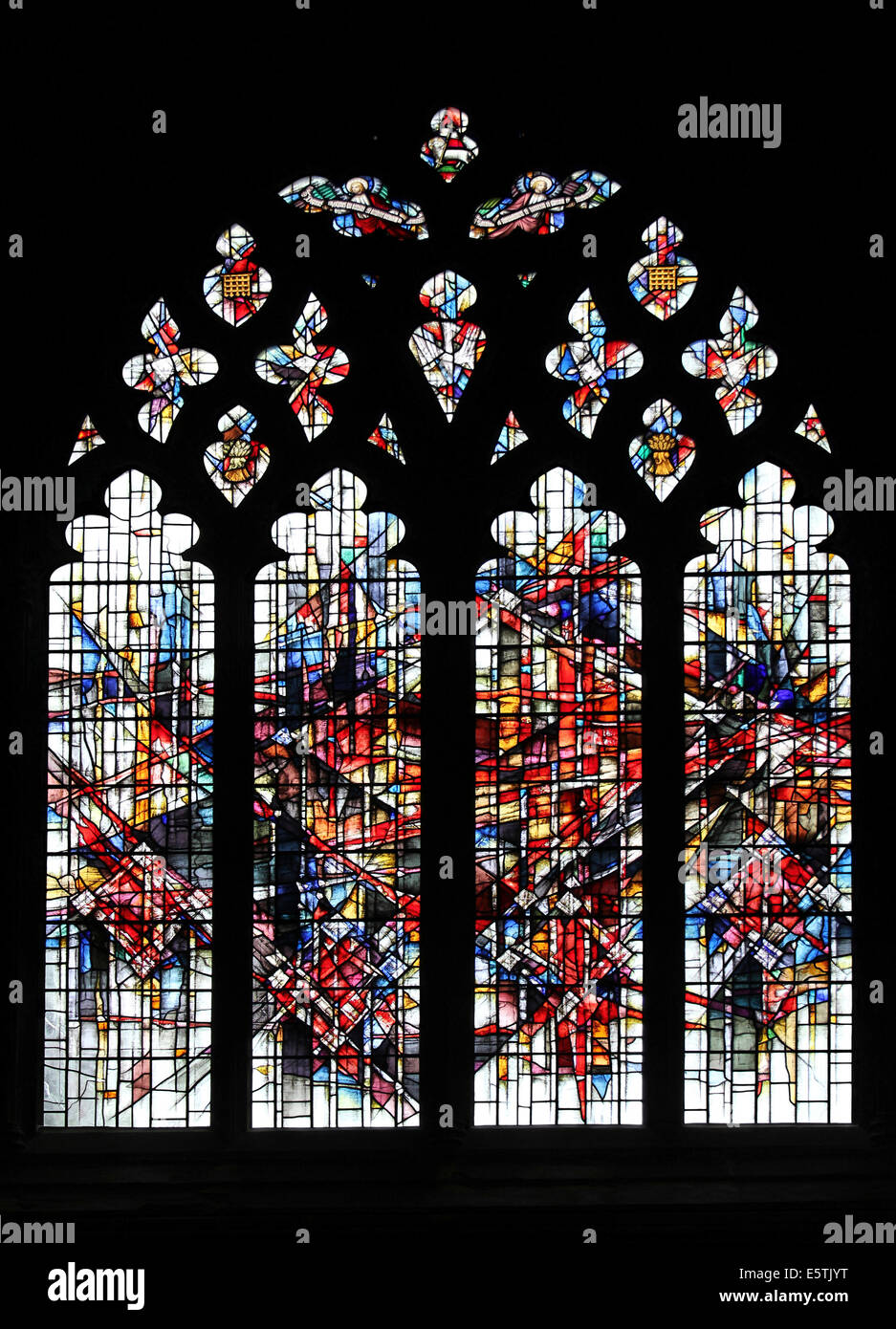 Contemporary Vetrata nel sud del corridoio della navata, Chester Cathedral Foto Stock