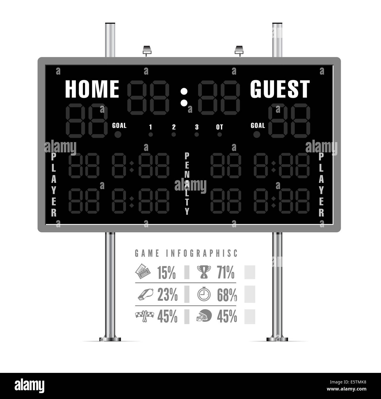American Football scoreboard con infographics Foto Stock