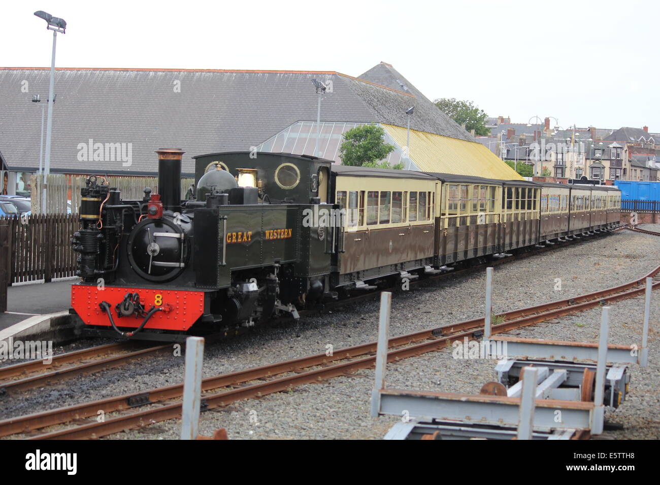 La valle di rheidol treno a vapore in Aberytswyth Foto Stock