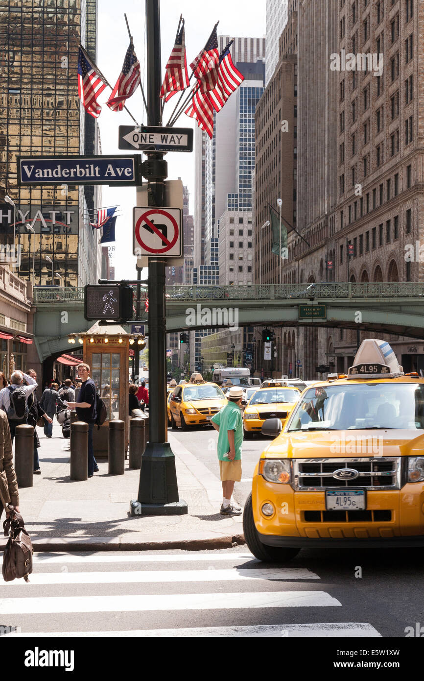 Vanderbilt Avenue e la 42th Street, Grand Central Terminal, NYC Foto Stock