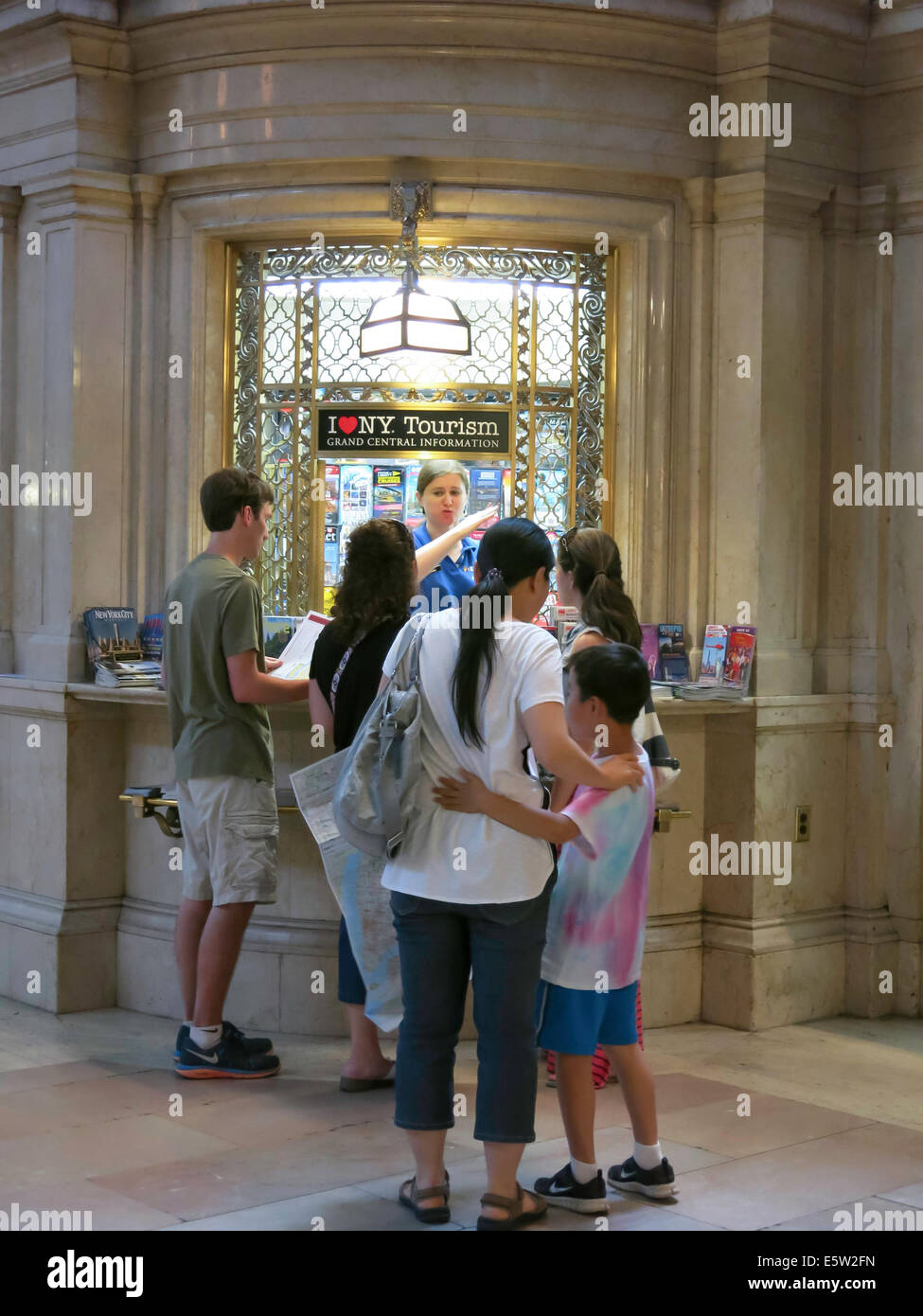 Informazioni per i visitatori finestra e turisti, Grand Central Terminal, NYC, STATI UNITI D'AMERICA Foto Stock
