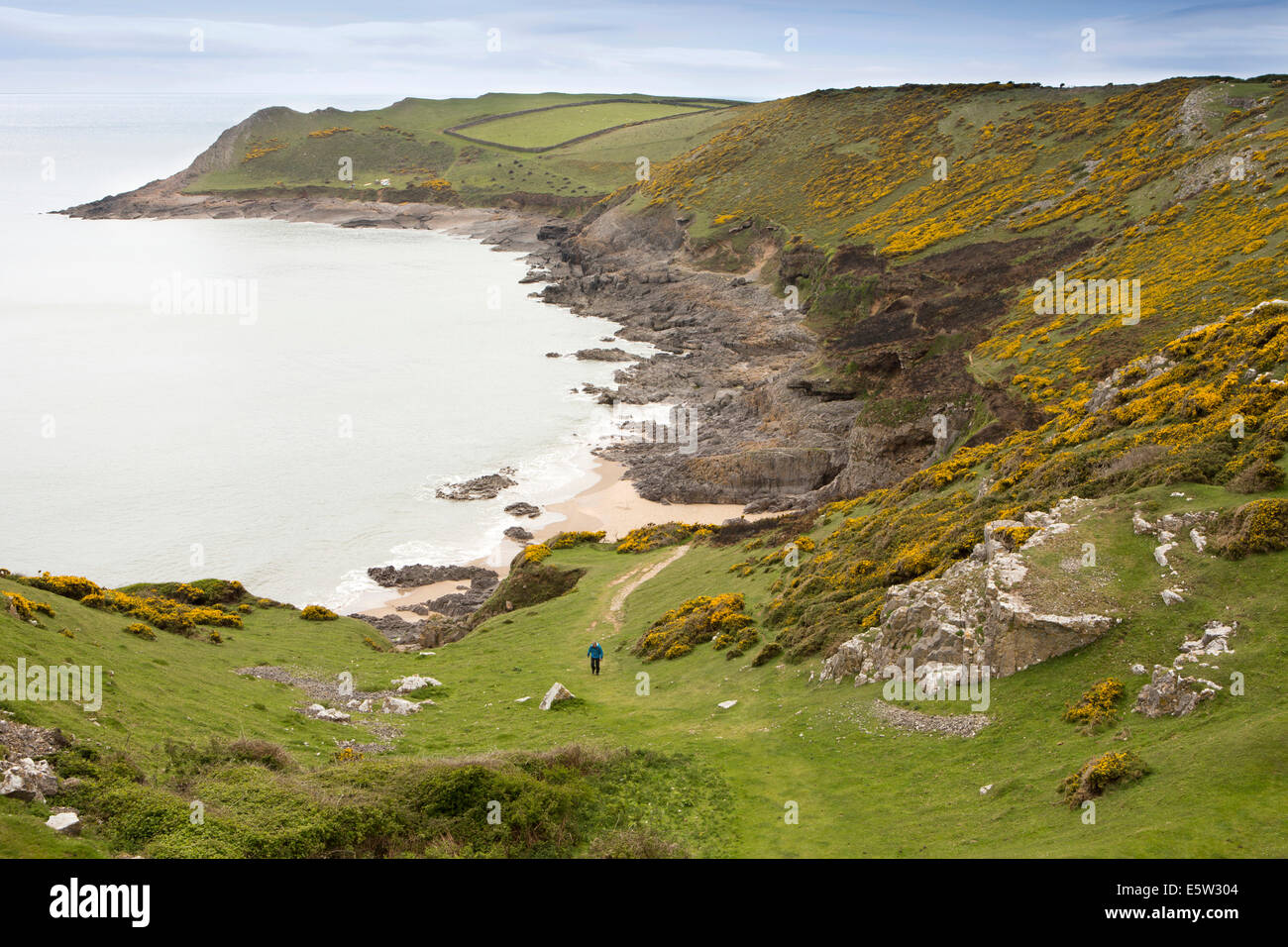 Regno Unito Galles, Swansea, Gower, Rhossili, Mewslade Bay Foto Stock