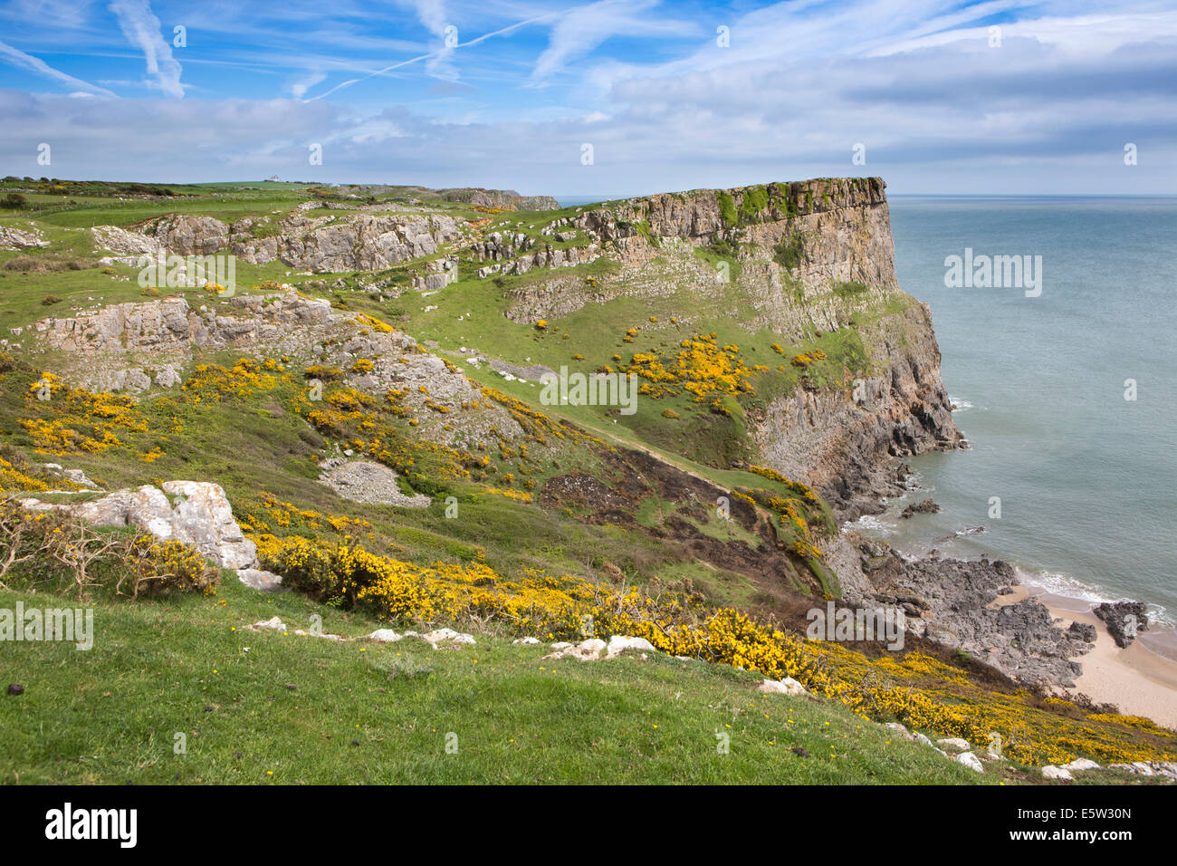 Regno Unito Galles, Swansea, Gower, Rhossili, Swansea Bay costa a cadere Bay Foto Stock