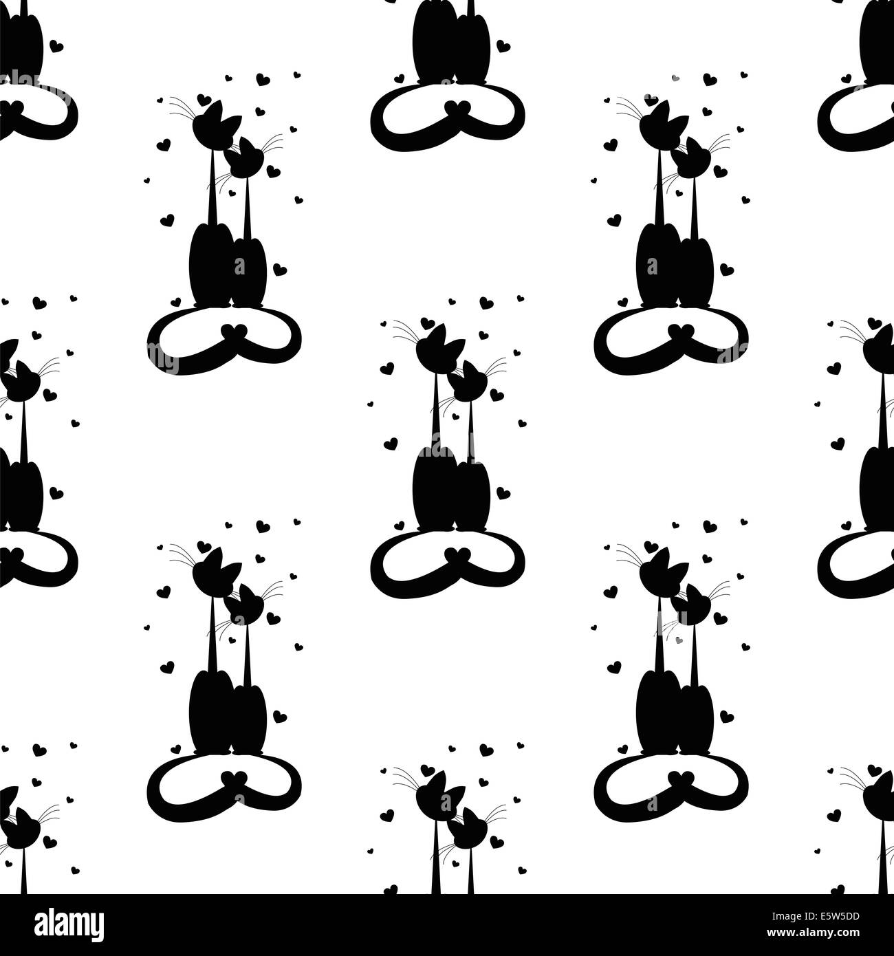 Modello senza cuciture con due gatti in amore. Illustrazione Vettoriale Foto Stock