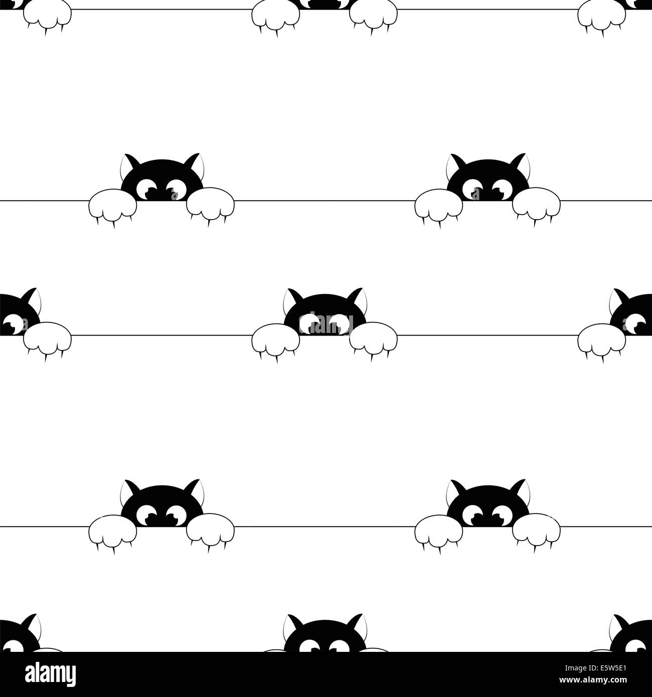 Modello senza cuciture con smal nero gatto è paura della punizione Foto Stock