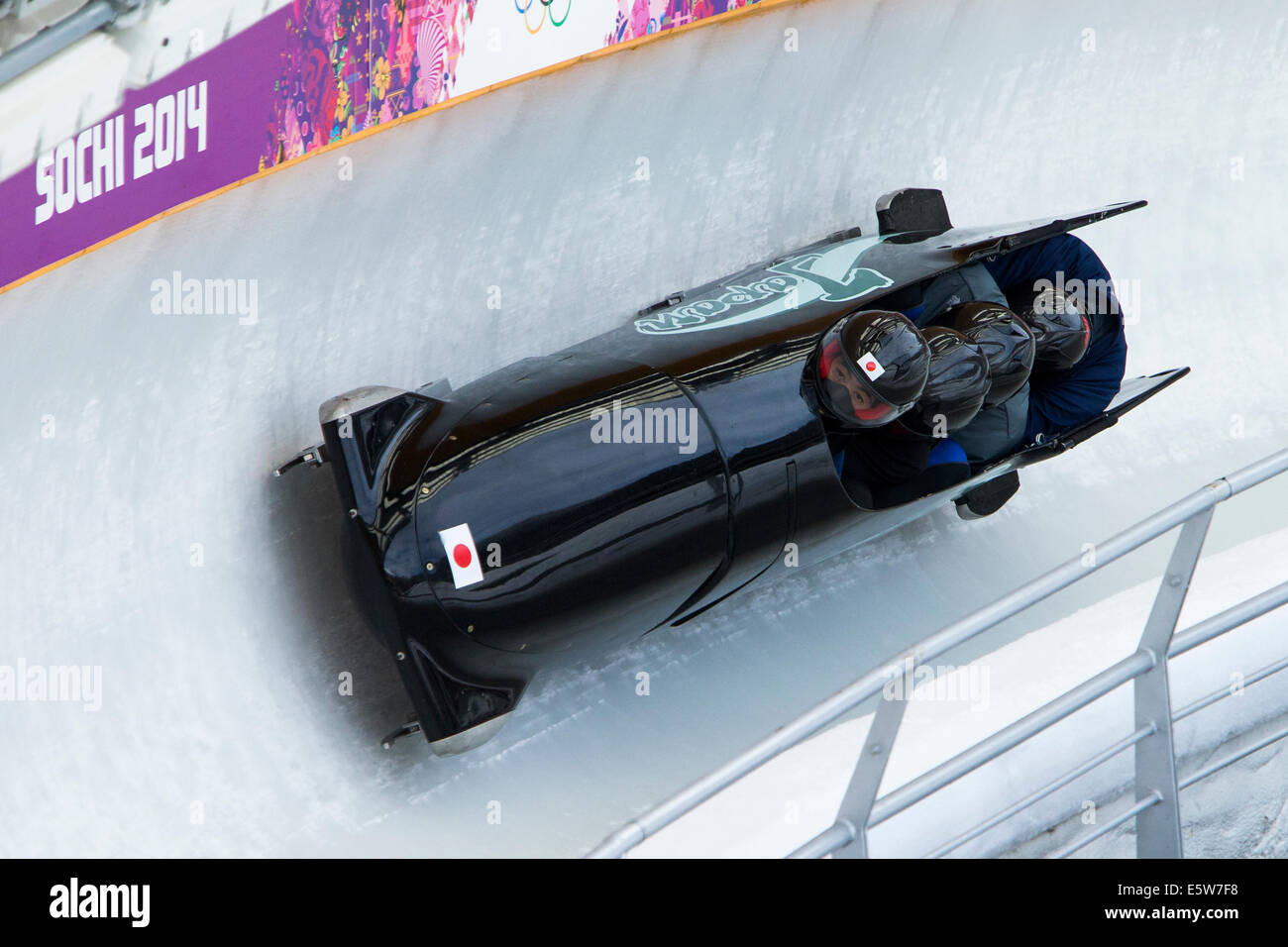 4 L'uomo Bob formazione presso i Giochi Olimpici Invernali, Sochi 2014 Foto Stock