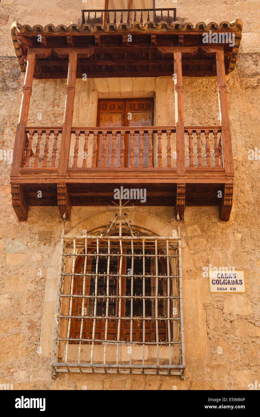 Dettaglio di case sospese. La città di Cuenca. Castilla La Mancha. Spagna. Europa Foto Stock