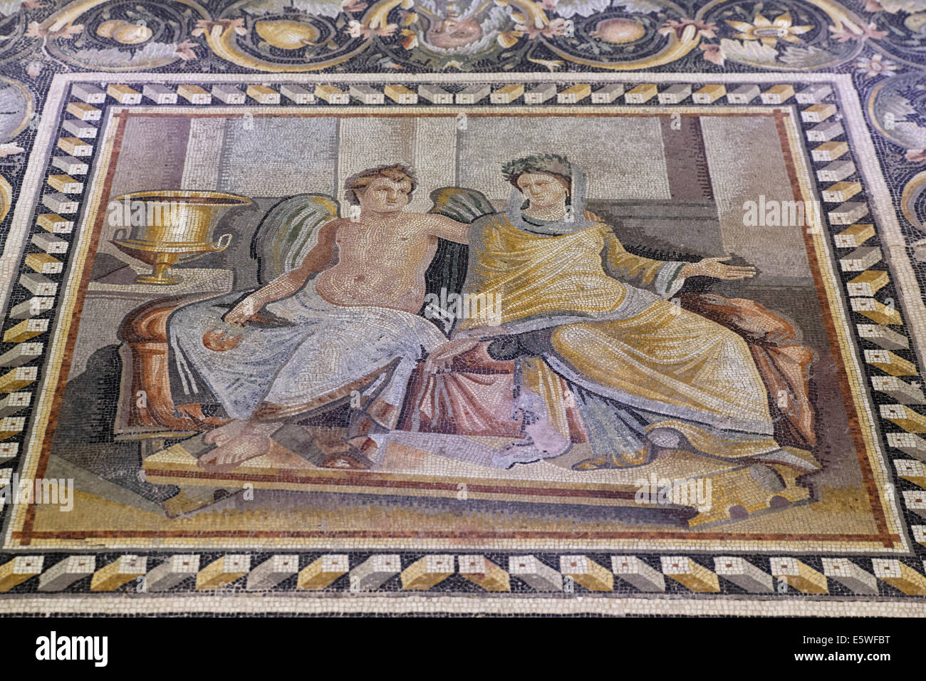 Amore e Psiche, mosaico da Zeugma, Zeugma Museo del Mosaico, Gaziantep, Anatolia sudorientale Regione, Anatolia, Turchia Foto Stock