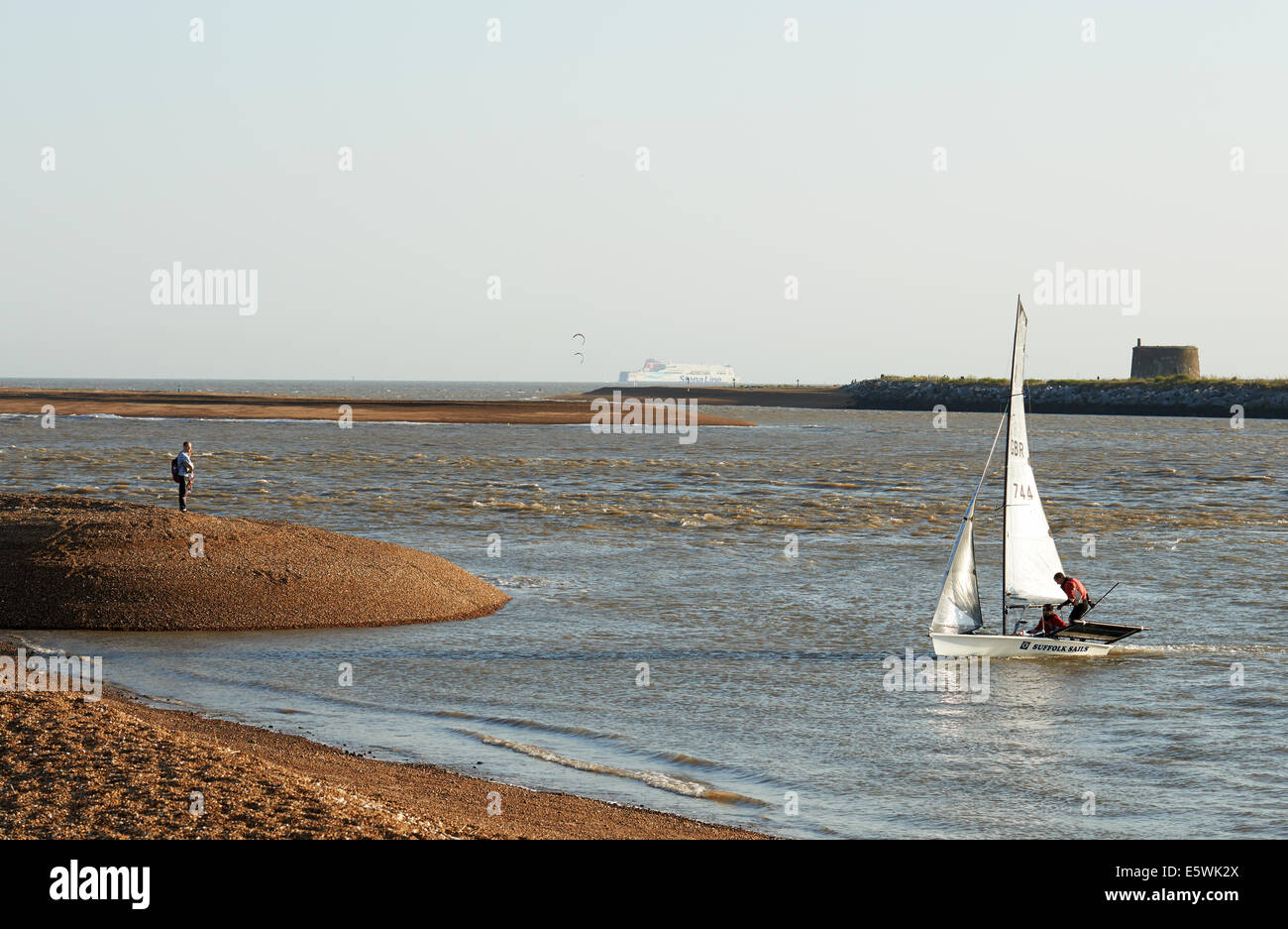 Fiume Deben estuario, Bawdsey, traghetto, Suffolk, Regno Unito. Foto Stock